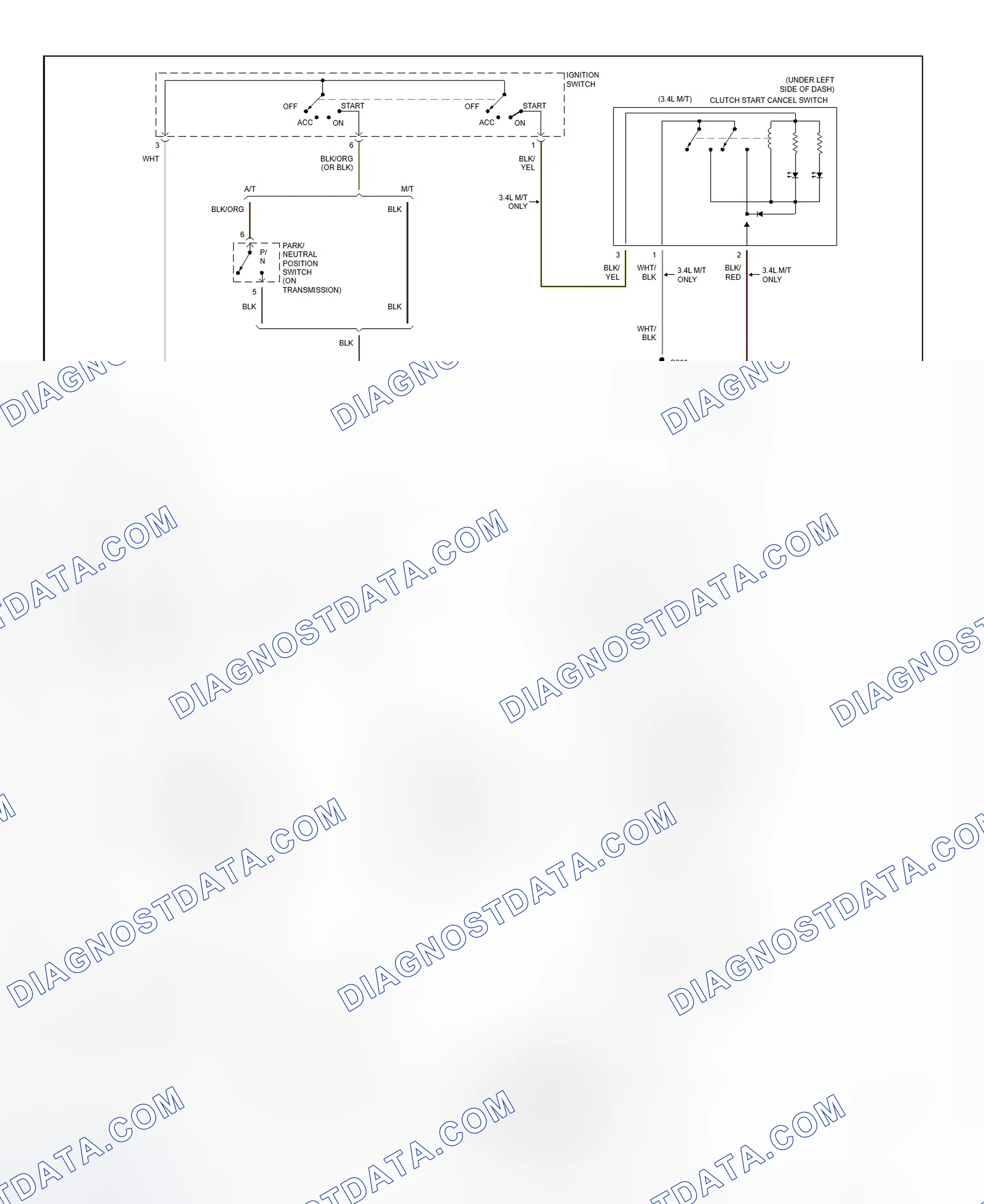 Fig. 36: Starting System Wiring Diagram (T100)