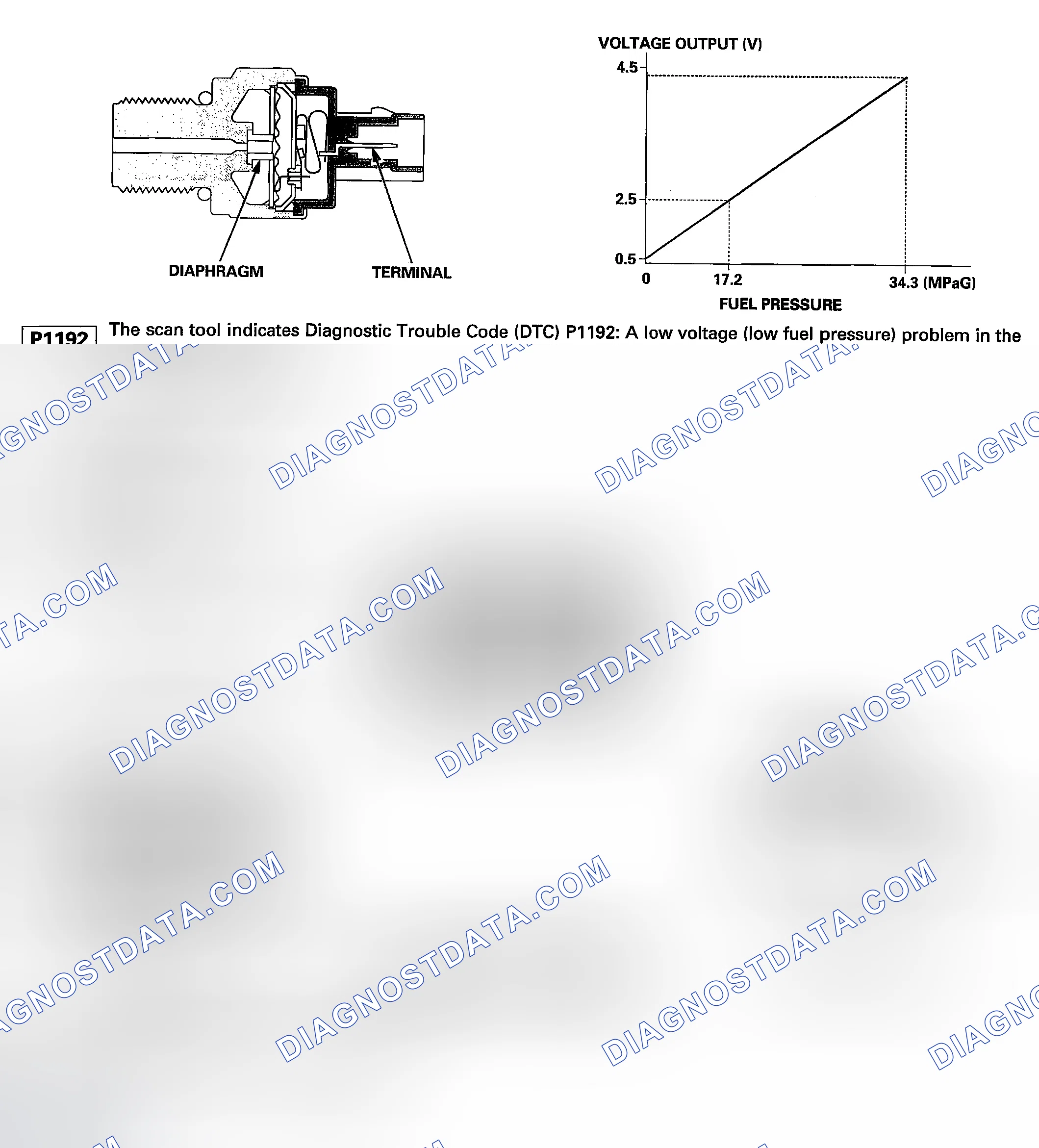Scheme 123: DTC P1192: A Low Voltage (Low Fuel Pressure) Problem In The Fuel Tank Pressure Sensor