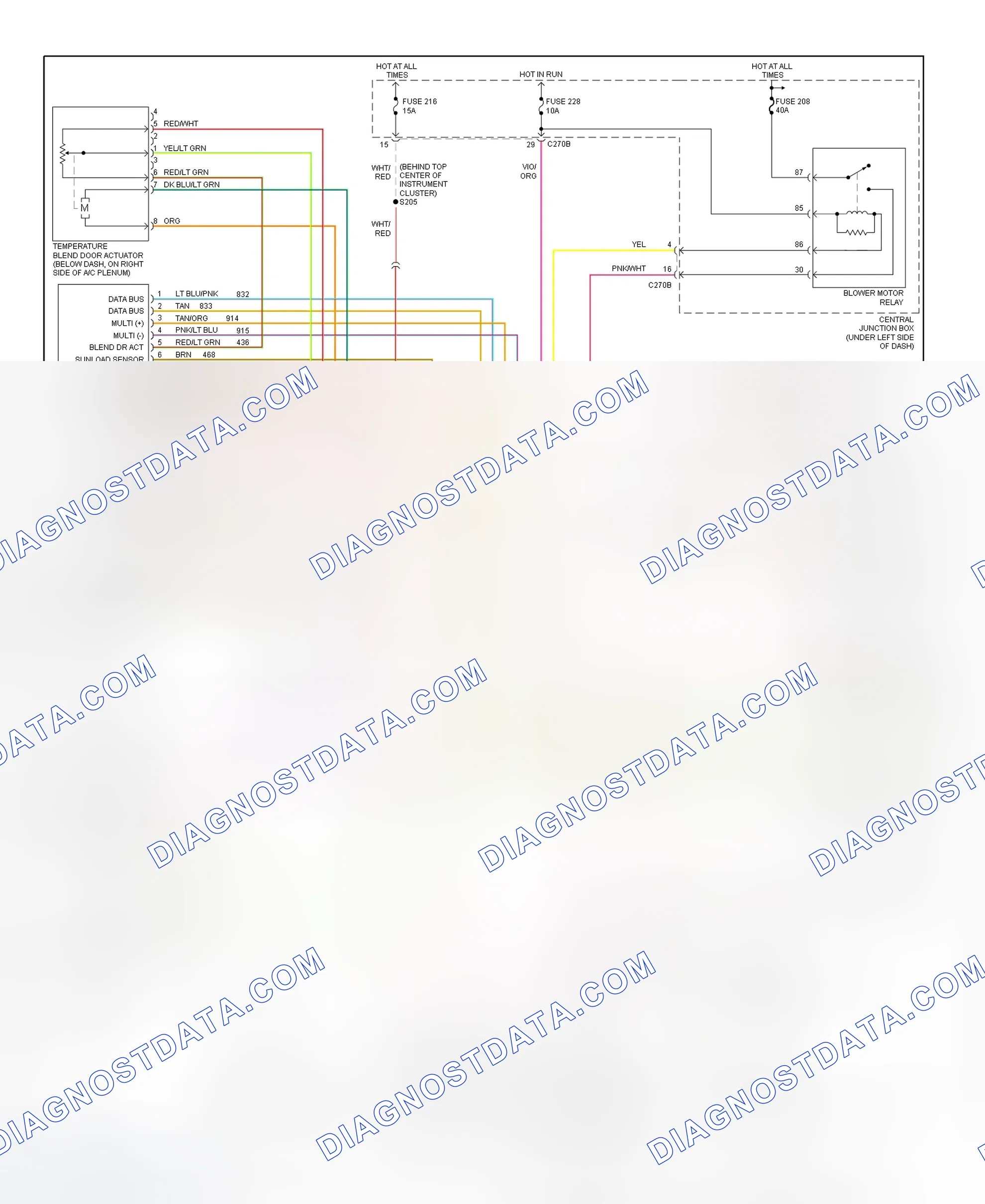 Scheme 2: Automatic A/C-Heater System Wiring Diagram (2000 Sable & Taurus - 1 Of 2)