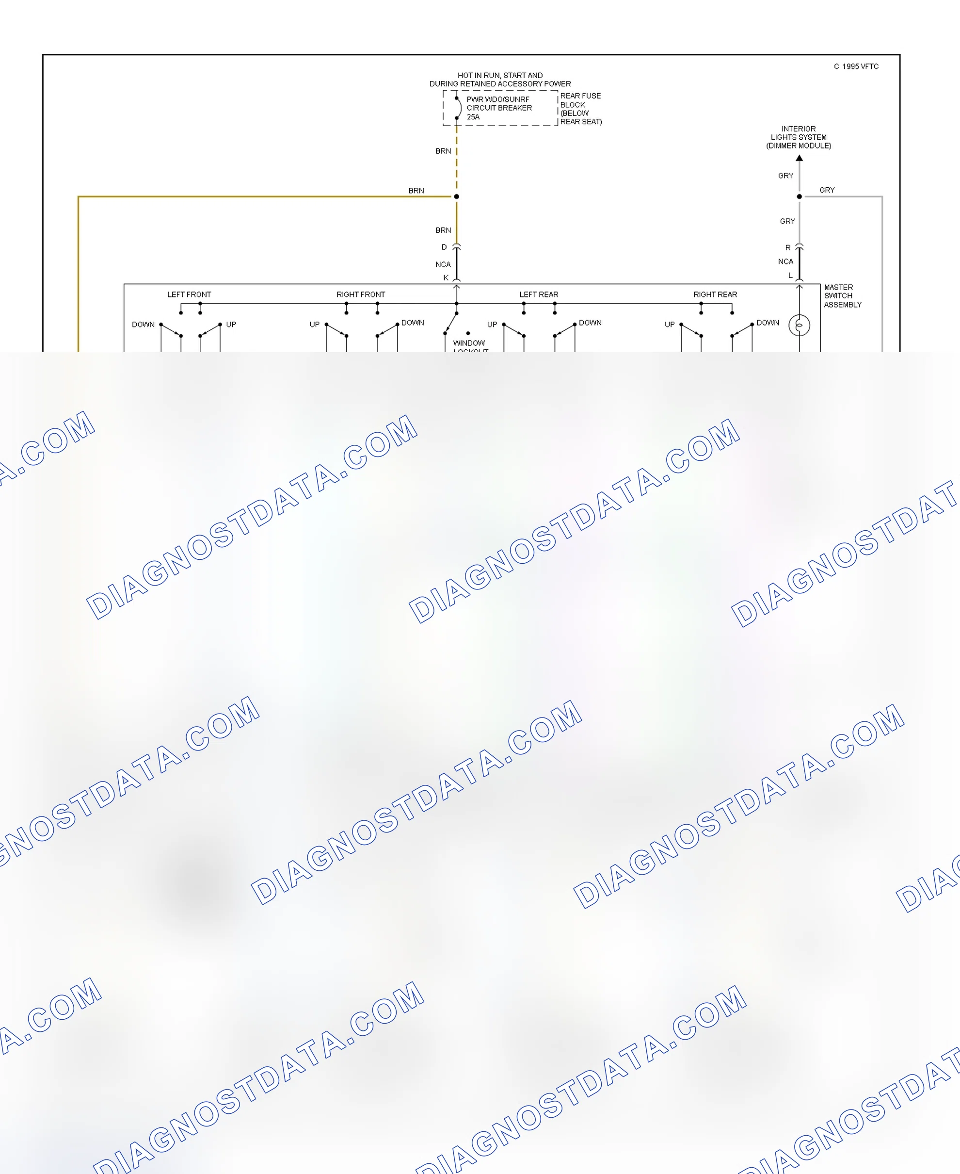 Fig. 1: Power Window System Wiring Diagram (Aurora)