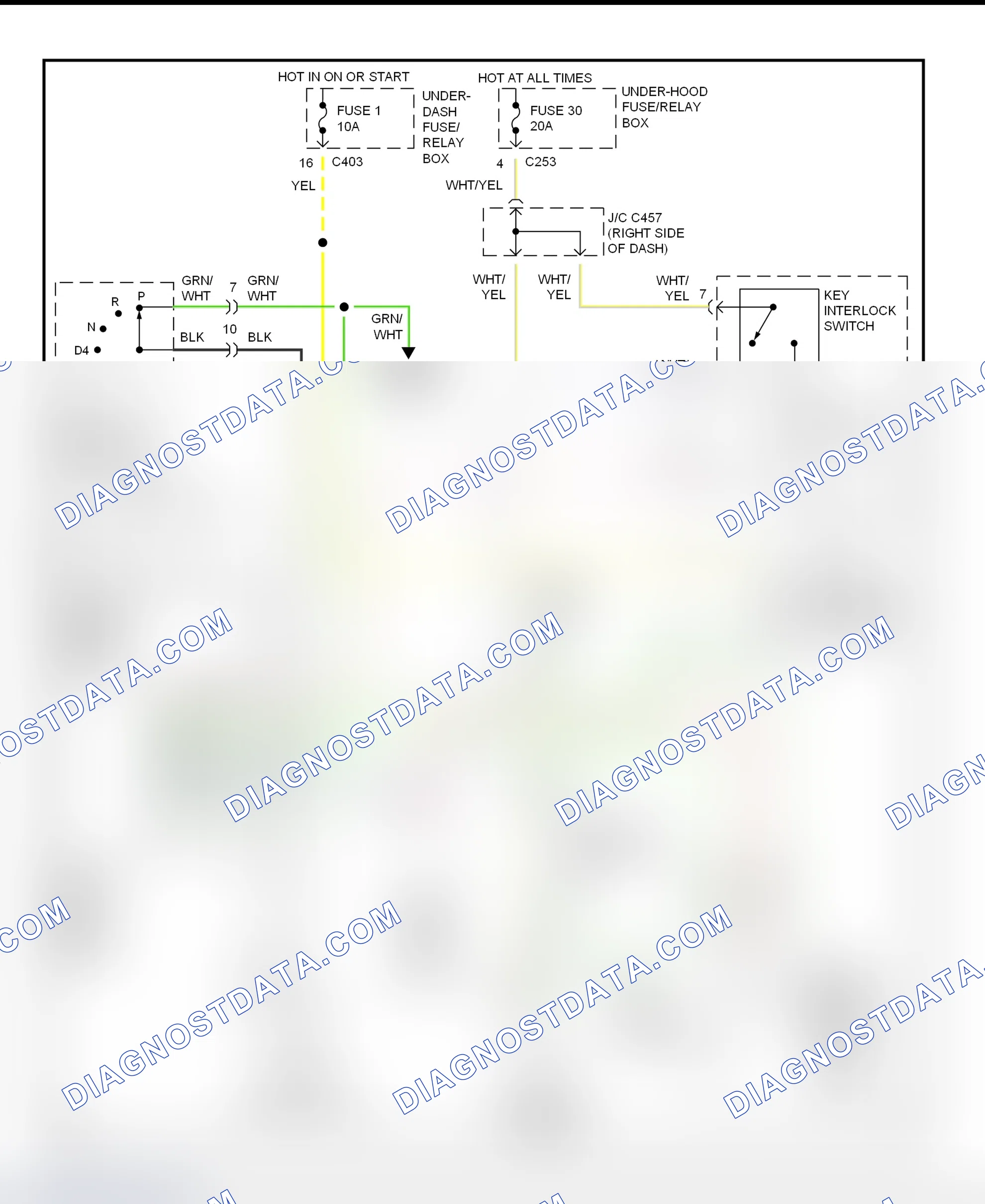 Scheme 36: Shift & Key Interlock System Wiring Schematic (1997 Acura 3.0CL)