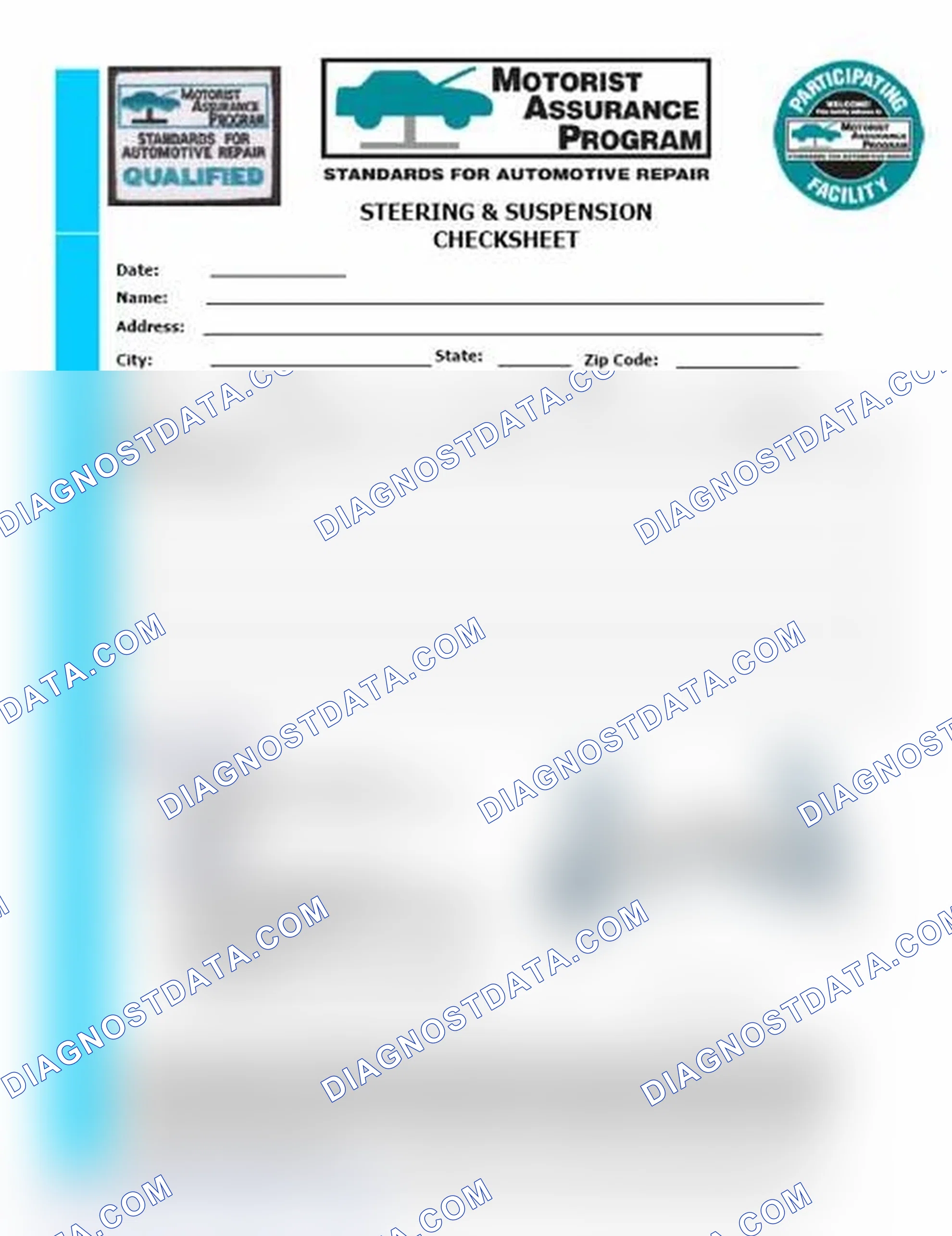 Scheme 11: Steering & Suspension Checksheet (1 Of 2)