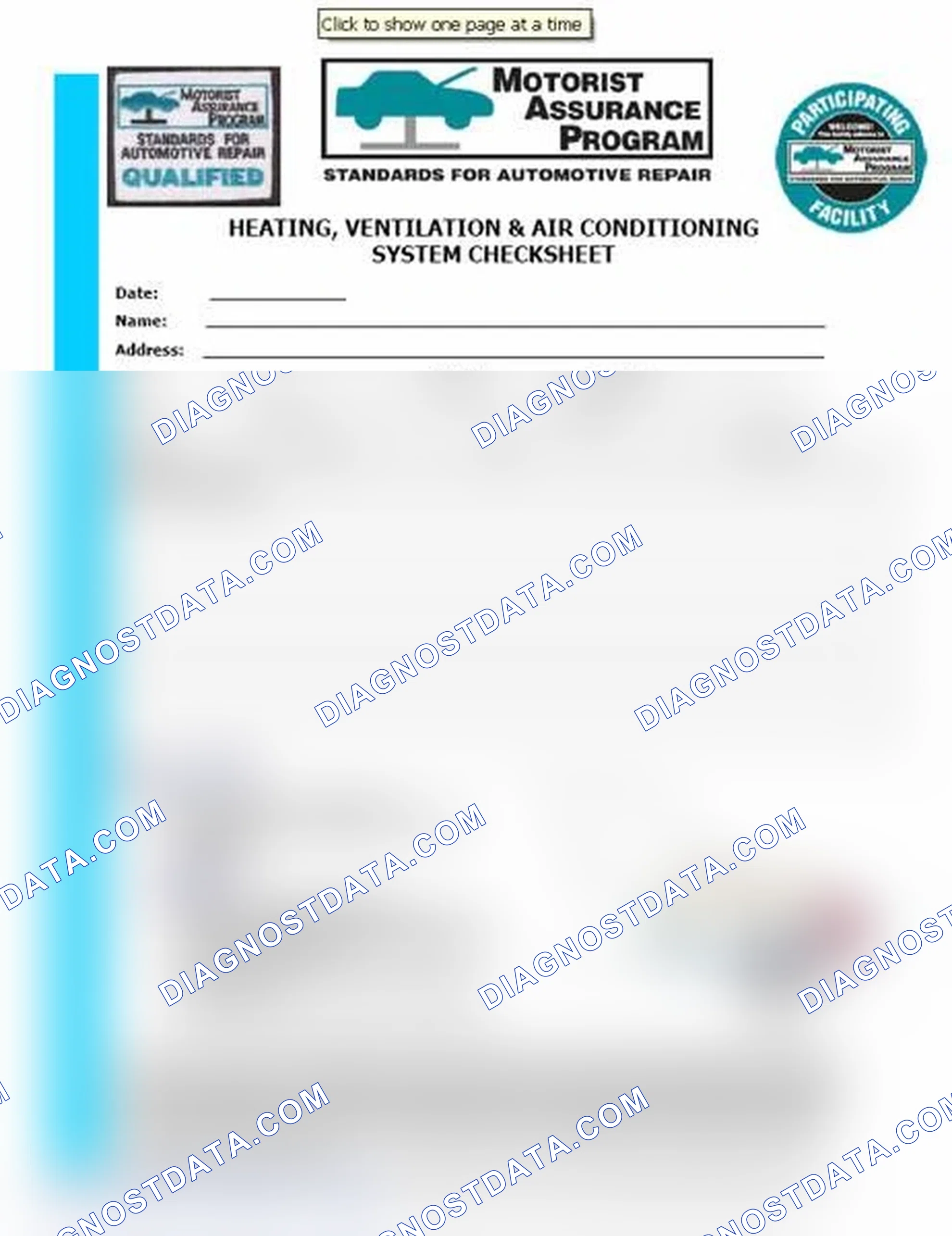 Scheme 15: Heating, Ventilation & Air Conditioning System Checksheet (1 Of 2)