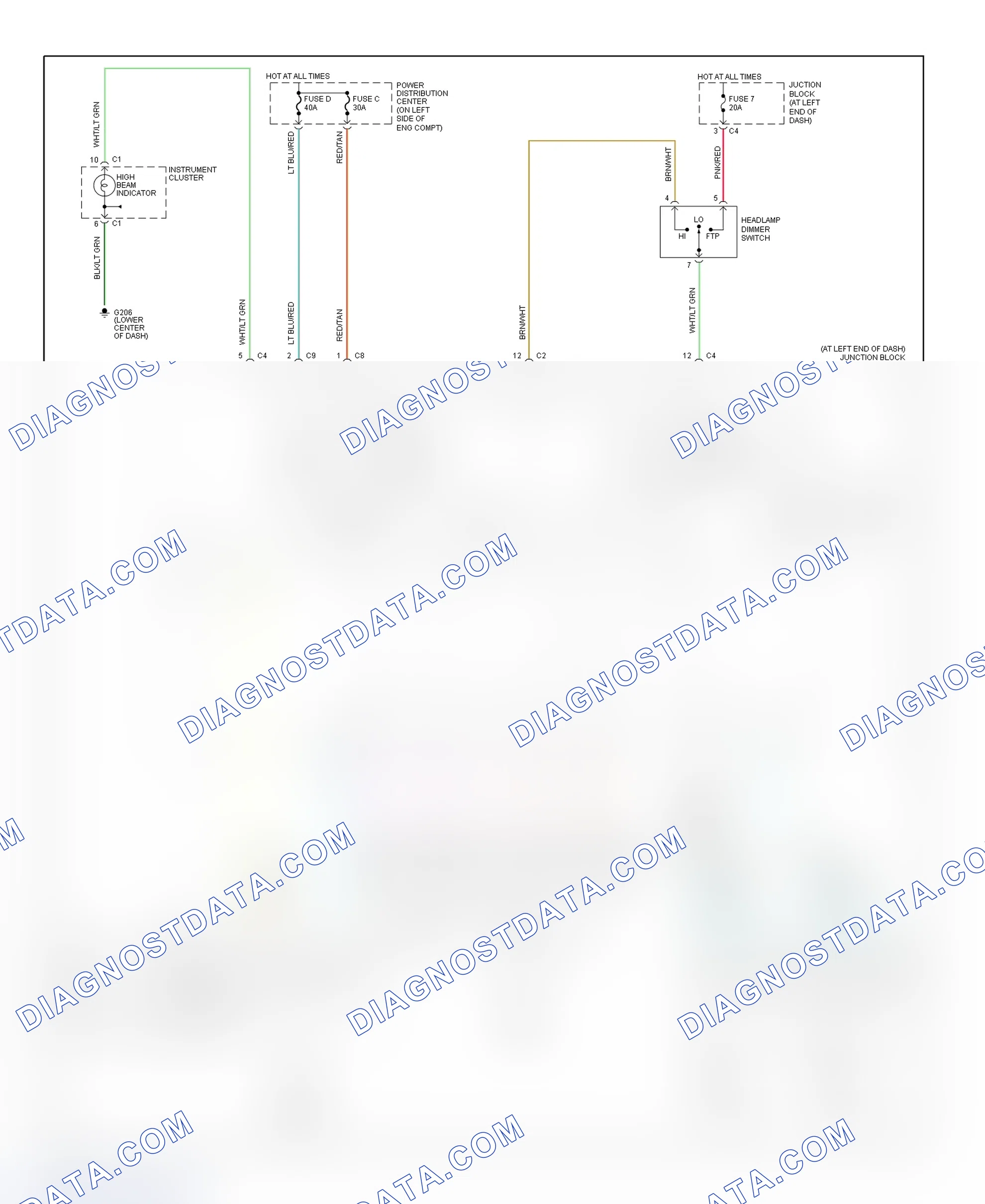 Scheme 4: Headlight System Wiring Diagram (Concorde, Intrepid, LHS & 300M)