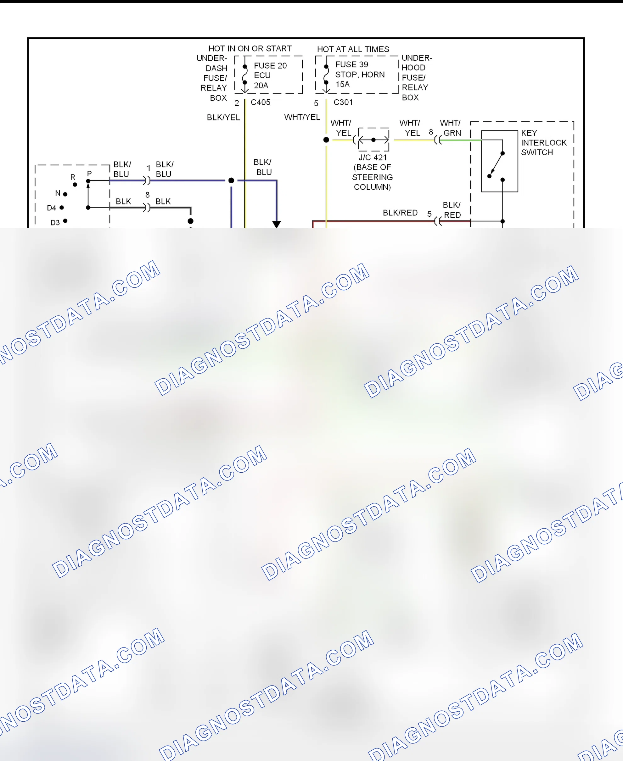 Scheme 38: Shift & Key Interlock System Wiring Schematic (1997 Acura 3.5RL)