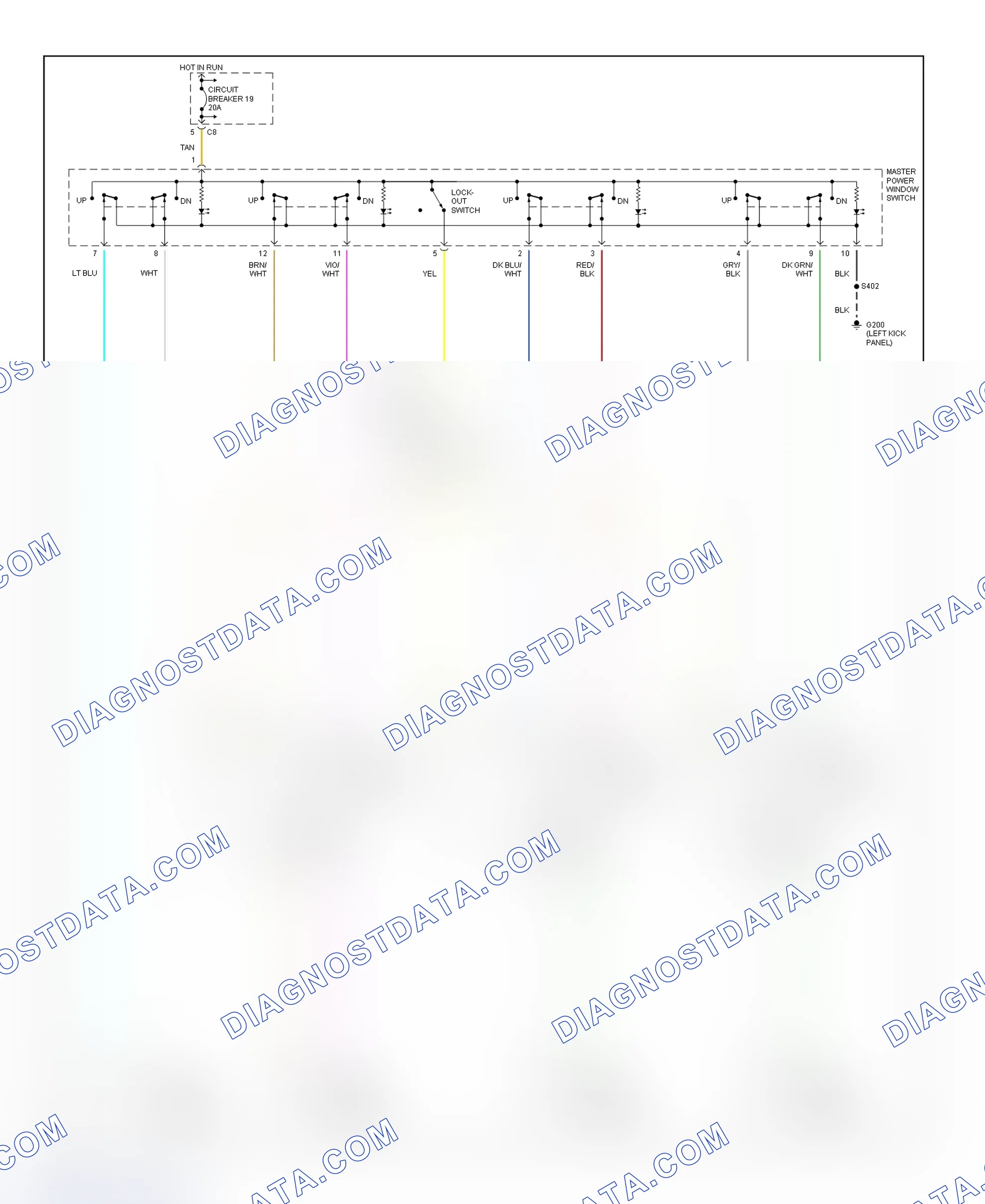 Scheme 3: Power Window System Wiring Diagram