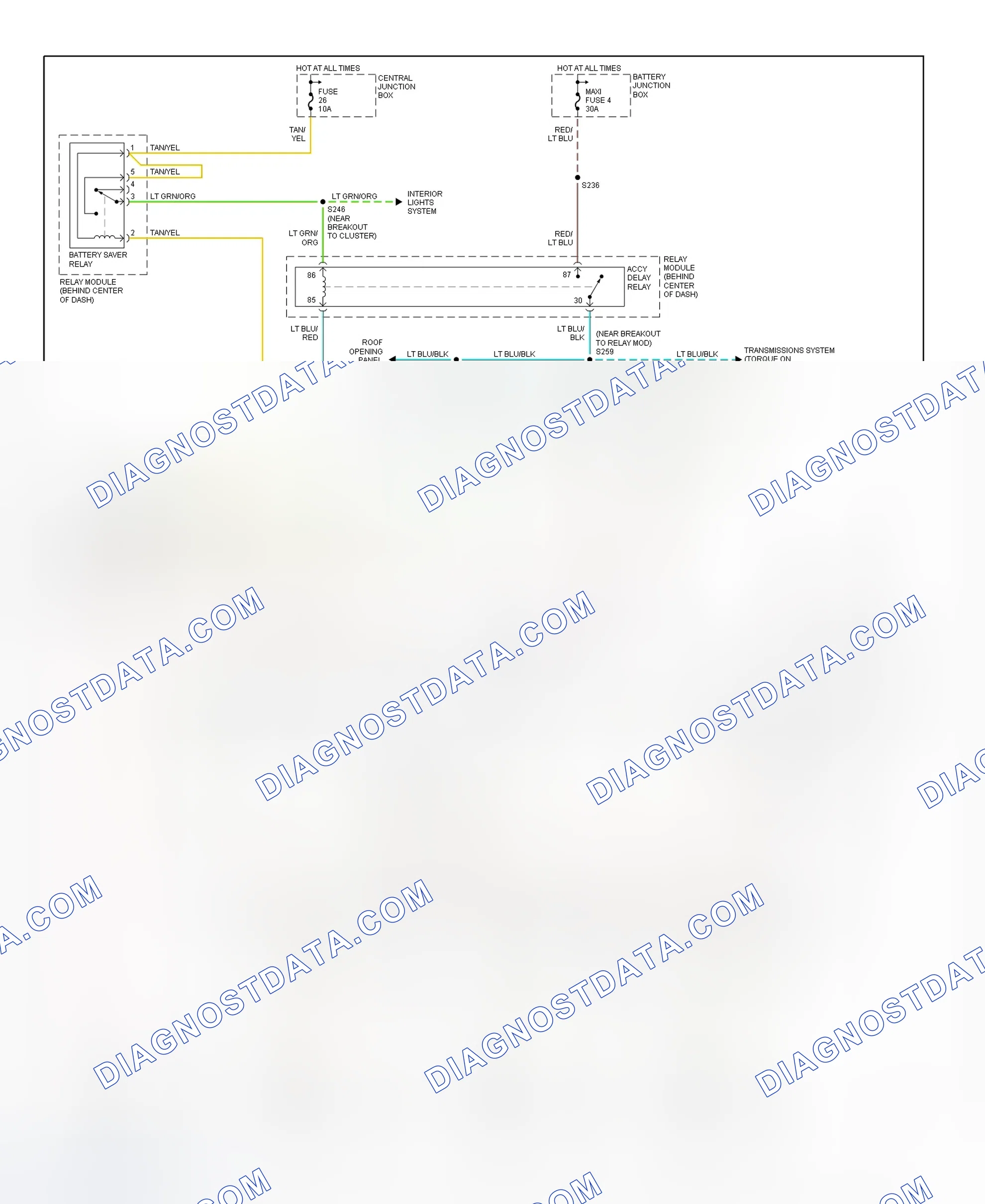 Fig. 13: Power Window System Wiring Diagram (Explorer & Mountaineer 4-Door - 2000)