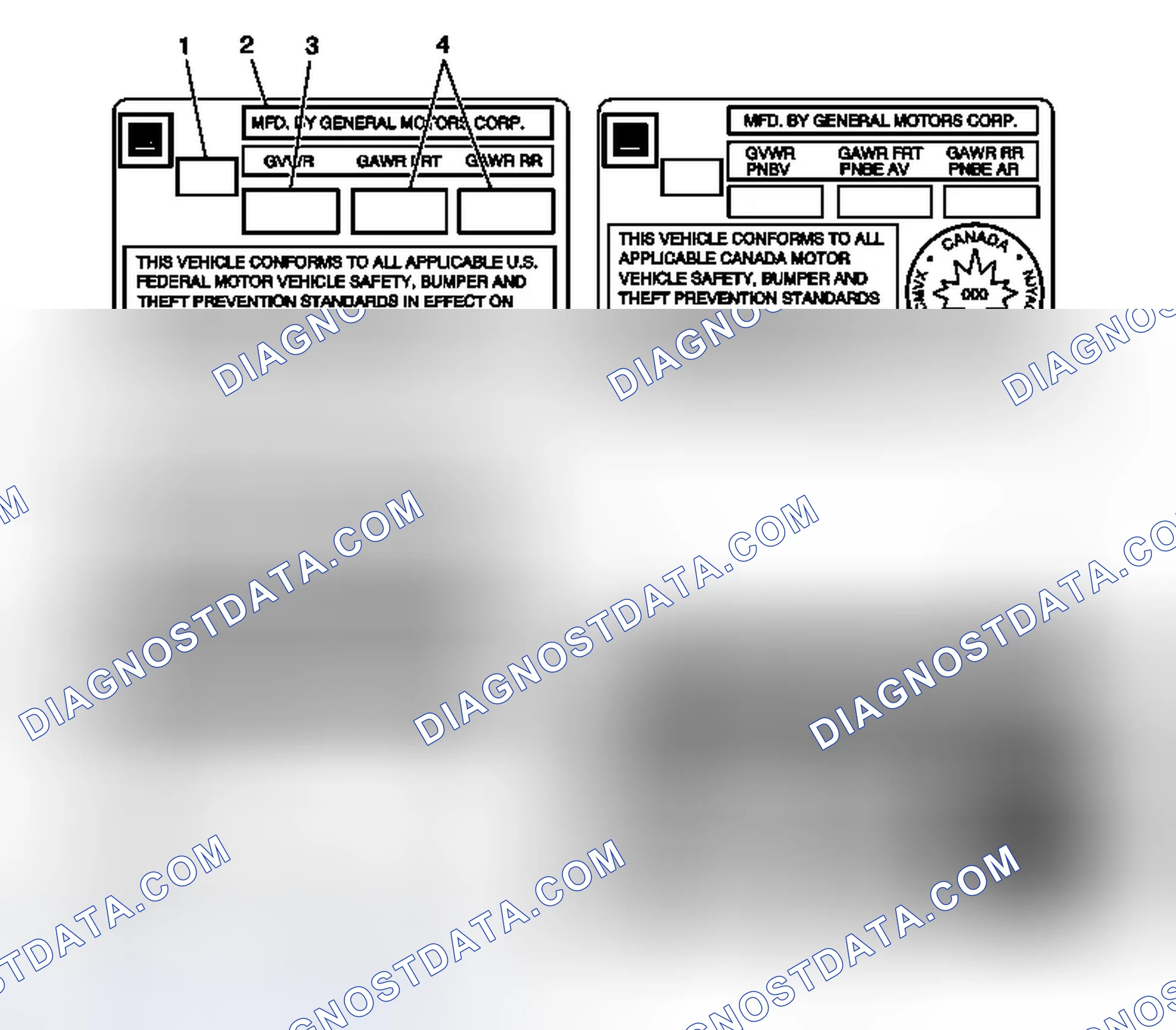 Scheme 2: Vehicle Certification, Tire Place Card, Anti-Theft, and Service Parts ID Label