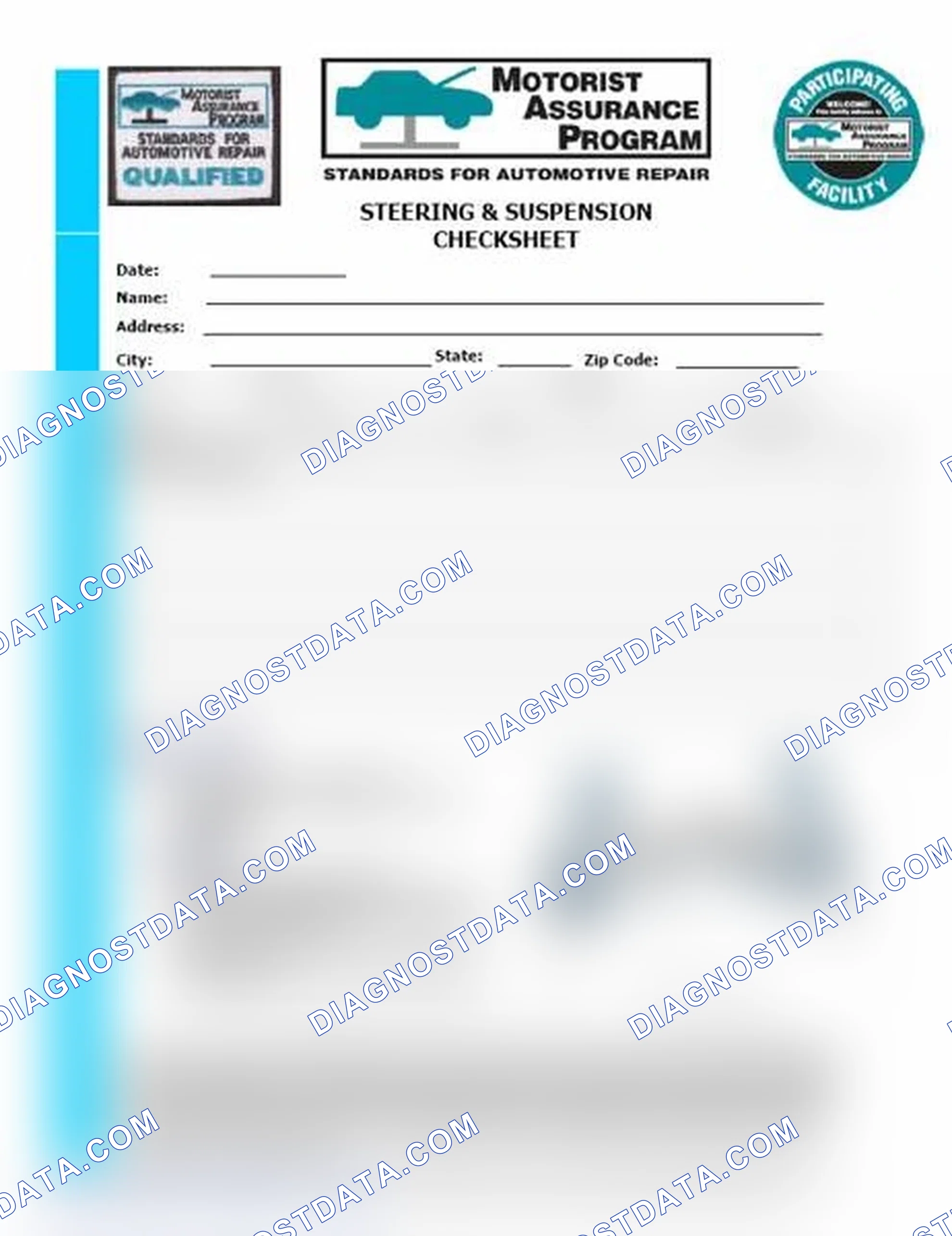 Scheme 11: Steering & Suspension Checksheet (1 Of 2)