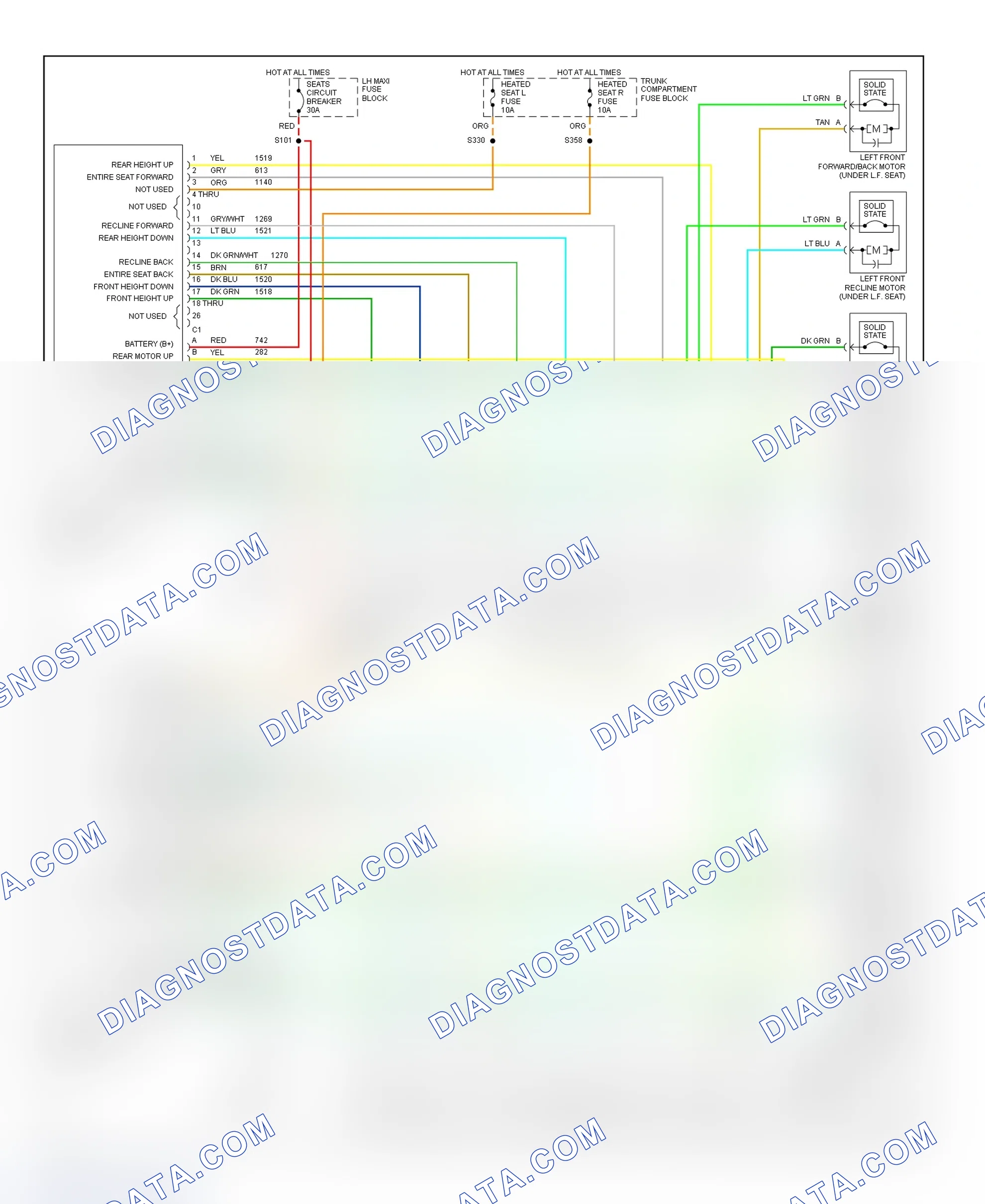 Scheme 4: Power Seats Wiring Diagram (Concours & DeVille)