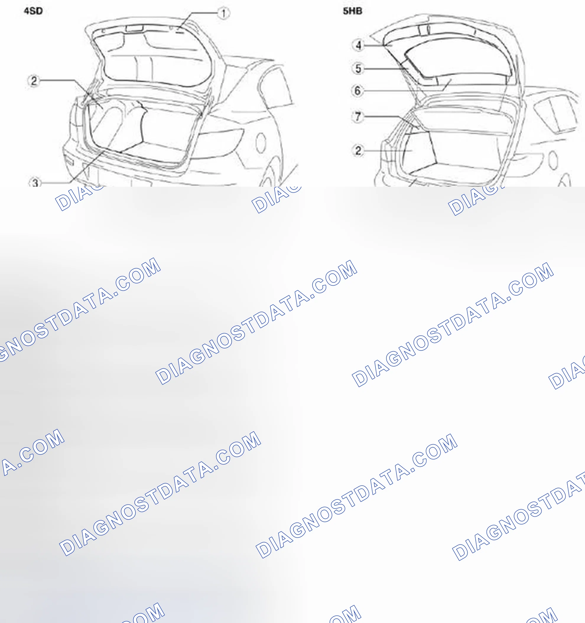 Scheme 58: Locating Liftgate Side Trim Components (4SD/5HB)
