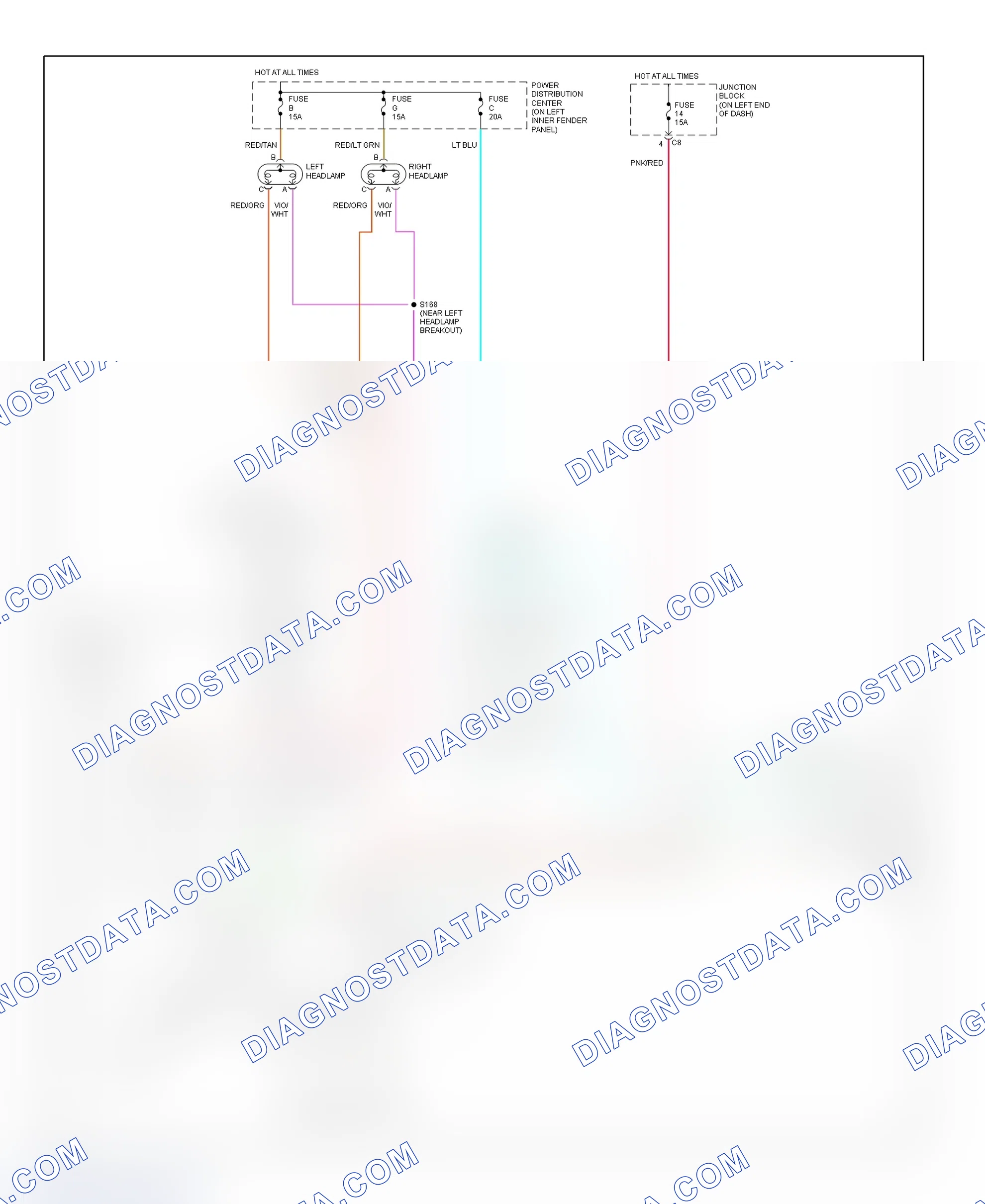 Scheme 5: Headlight System Wiring Diagram (Dakota - With Track)
