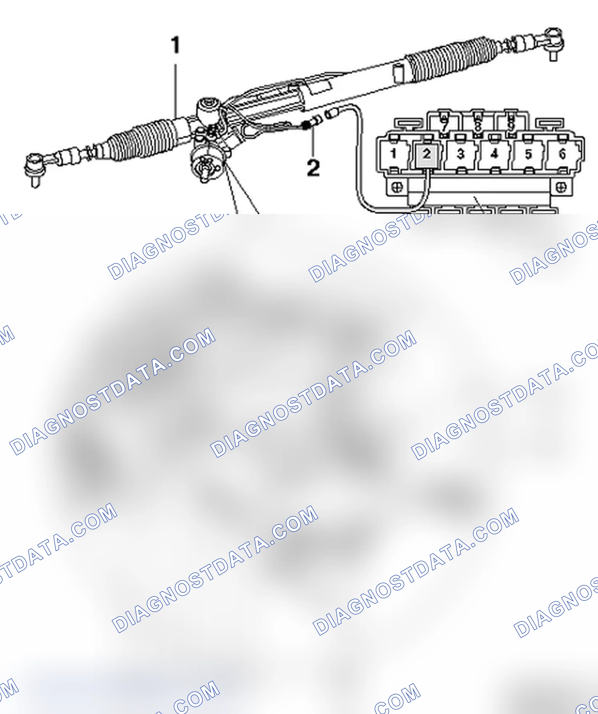 Scheme 324: Servotronic steering gear, assembly overview