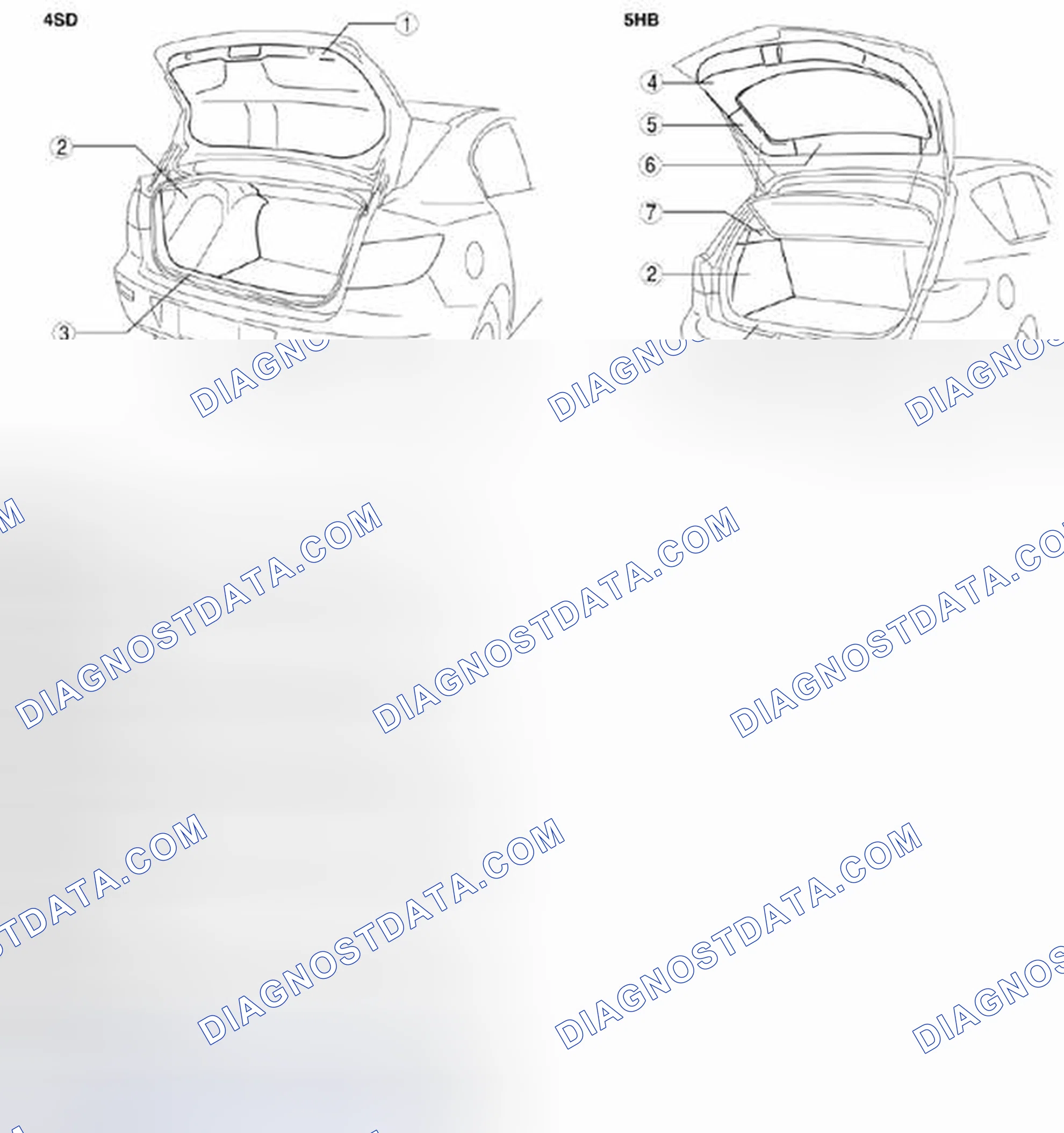 Scheme 4: Locating Liftgate Side Trim Components (4SD/5HB)