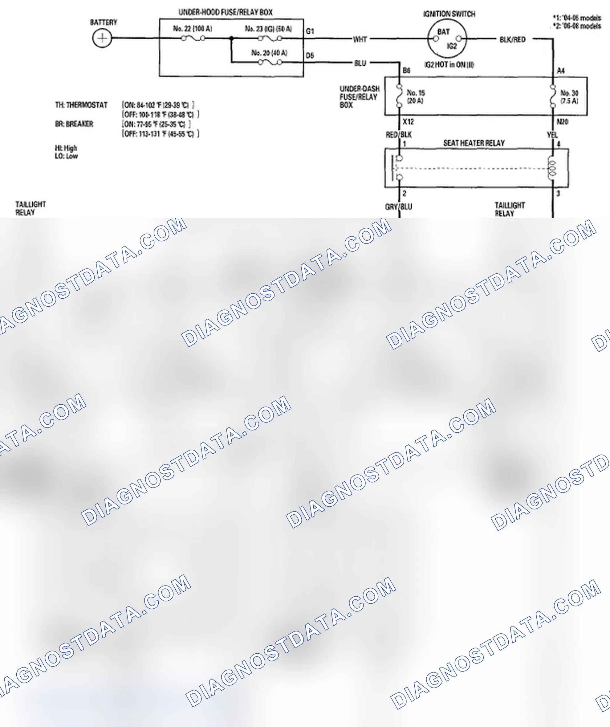 Fig. 2: Seat Heaters - Circuit Diagram