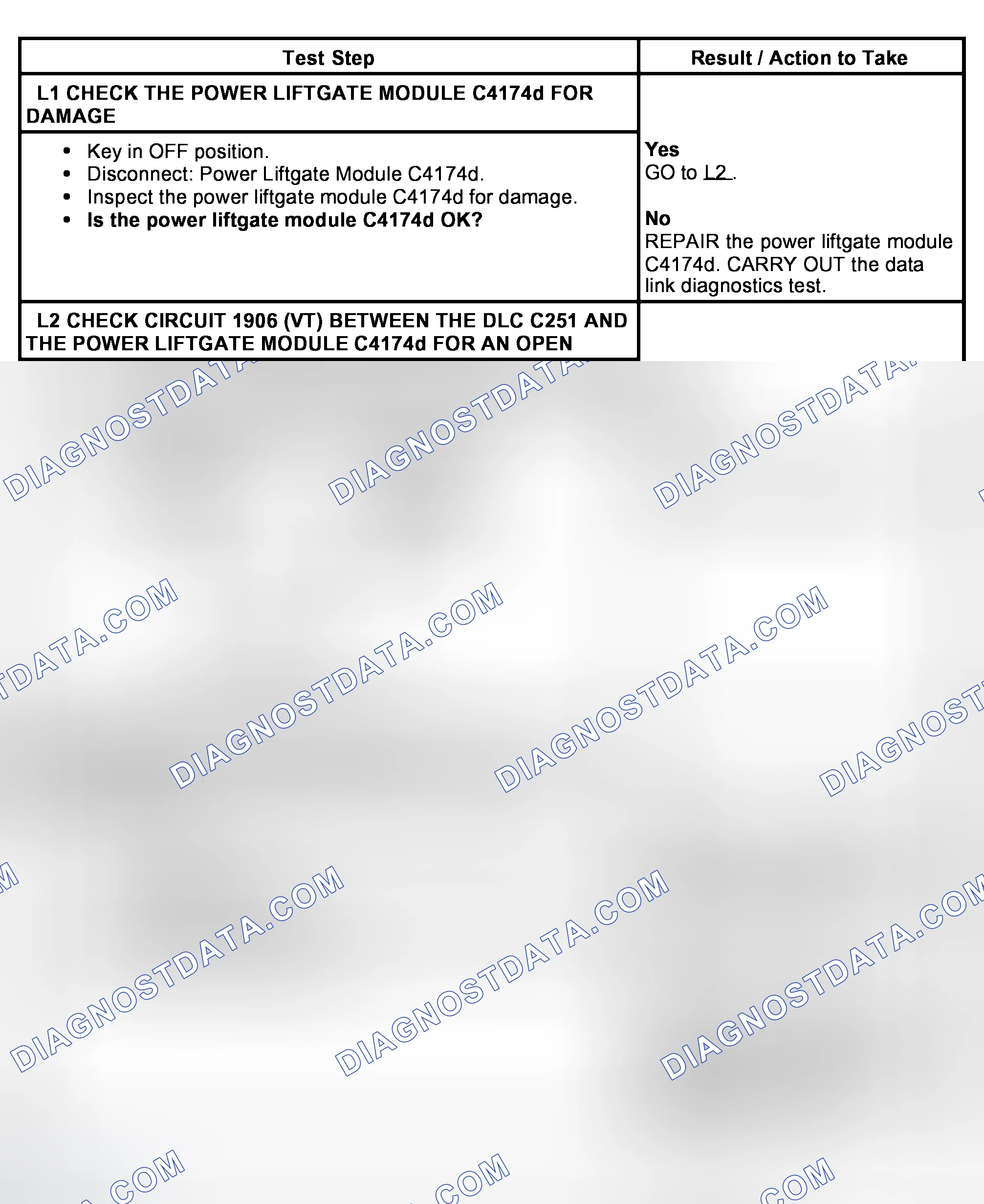 Scheme 17: PINPOINT TEST L: THE POWER LIFTGATE MODULE DOES NOT RESPOND TO THE DIAGNOSTIC TOOL