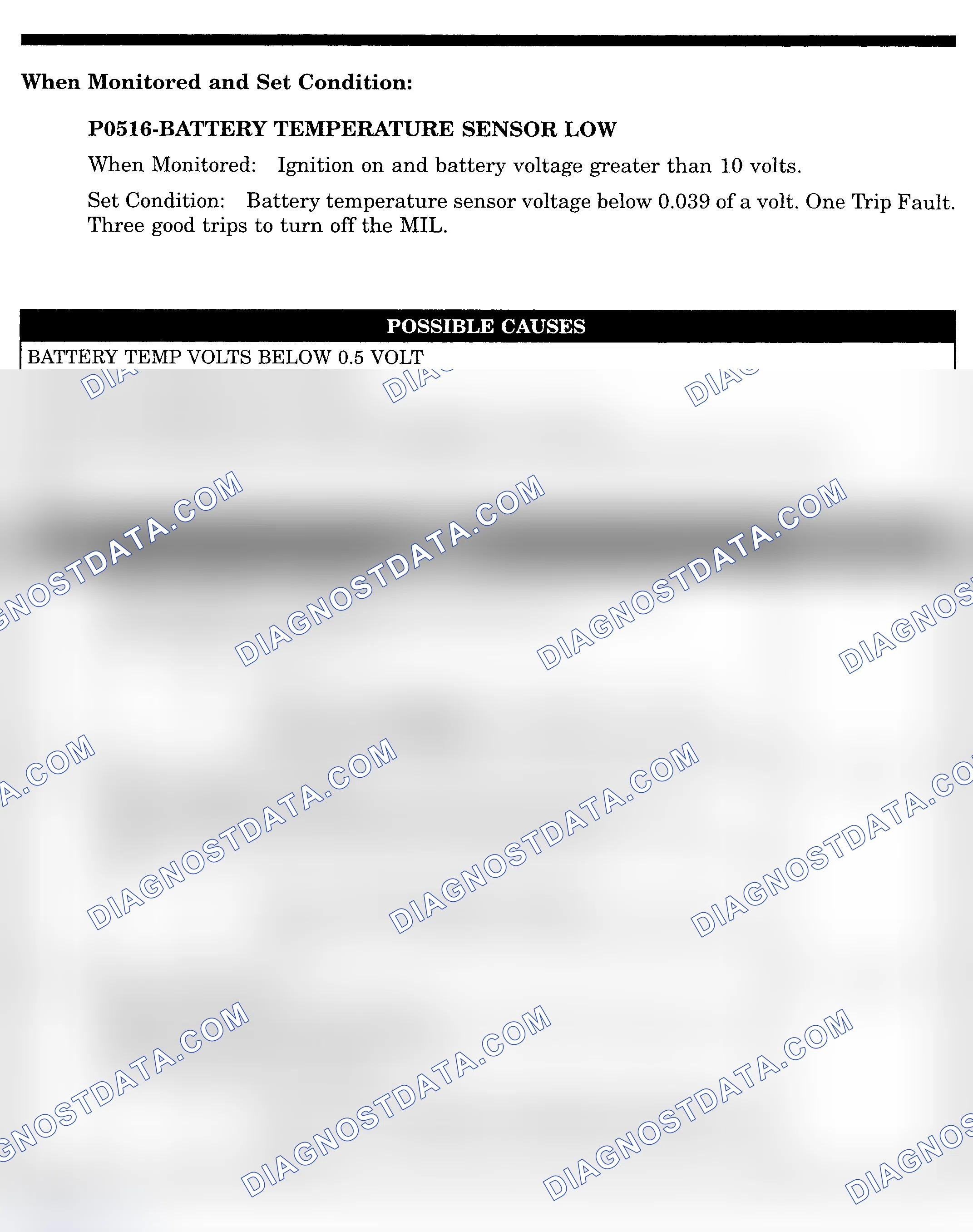 Scheme 572: DTC P0516: BATTERY TEMPERATURE SENSOR LOW
