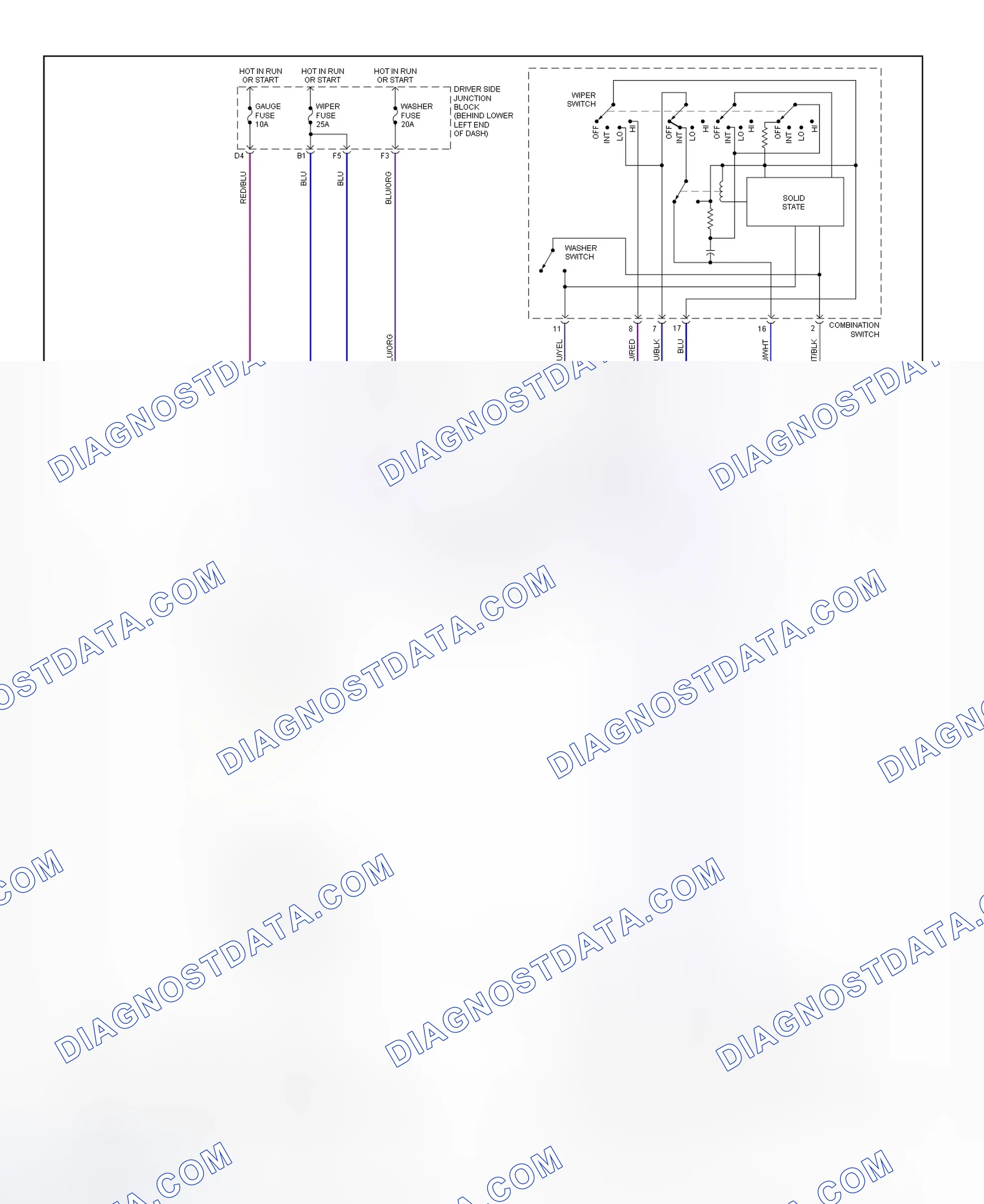 Fig. 7: Wiper/Washer System Wiring Diagram (GS300 & GS400)