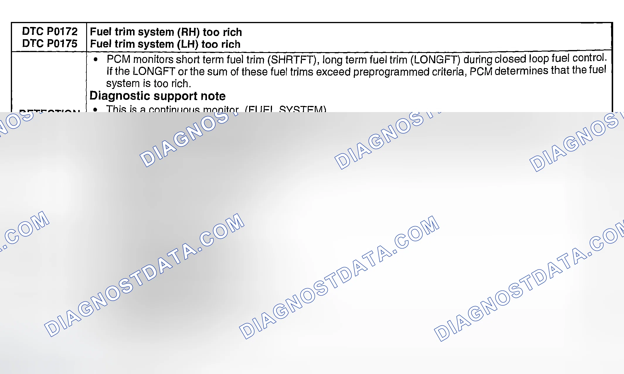 Scheme 100: DTC P0172, P0175: FUEL TRIM SYSTEM (RH) TOO RICH; FUEL TRIM SYSTEM (LH) TOO RICH