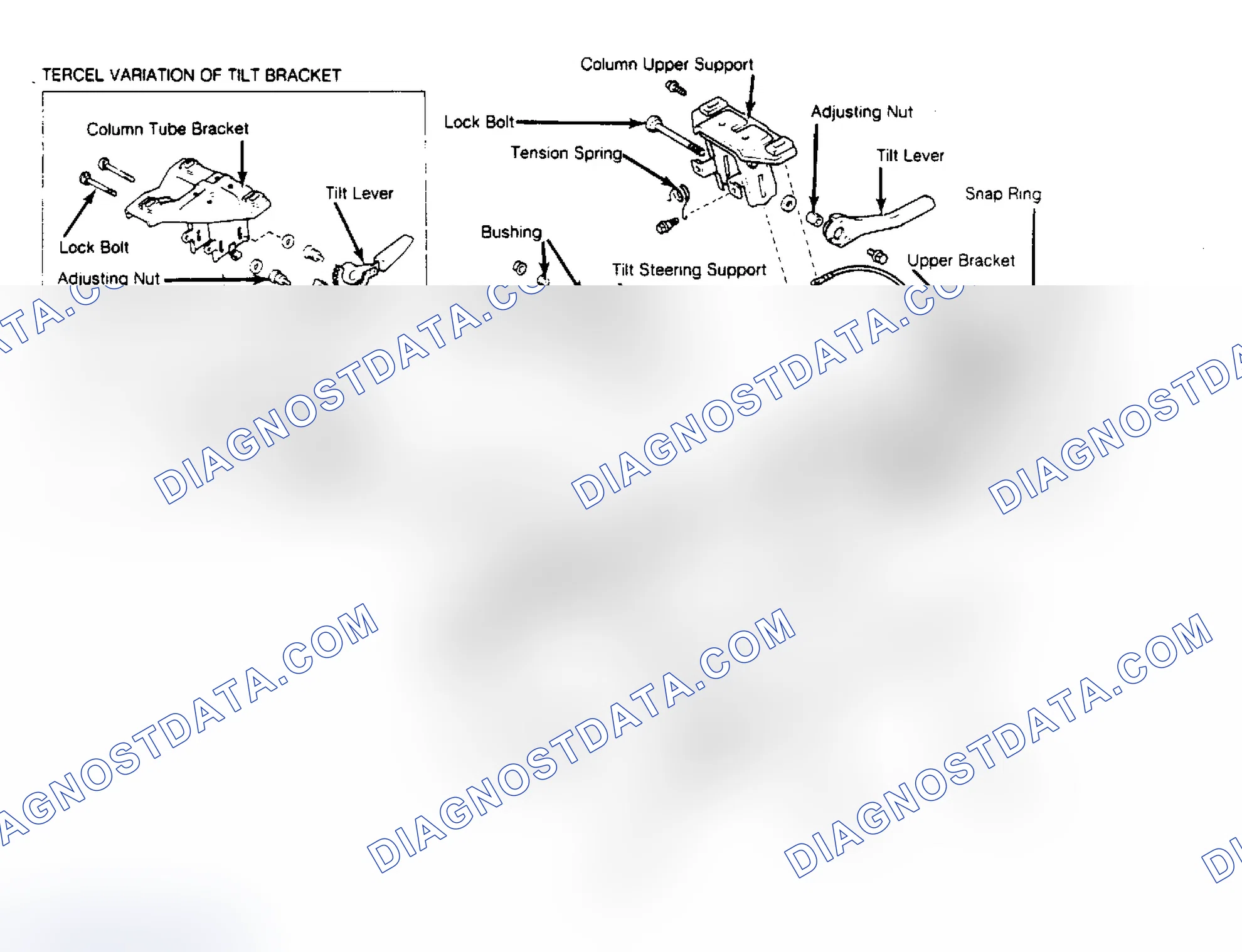 Scheme 1: Exploded View of Camry, Corolla, MR2 & Tercel Steering Column Assembly Camry is shown. Corolla, MR2 and Tercel are similar. Courtesy of Toyota Motor Sales, U.S.A., Inc.