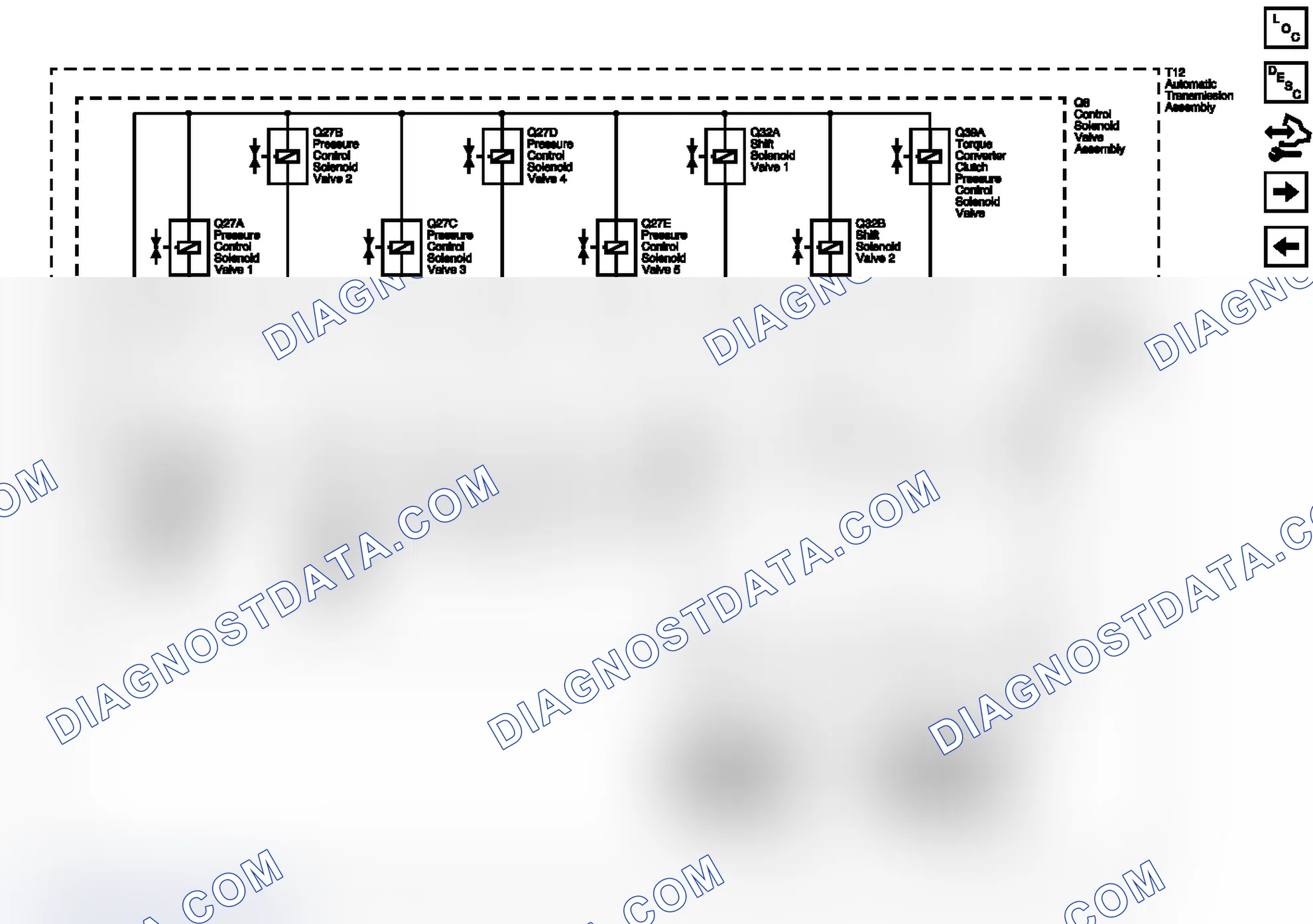 Scheme 98: Fluid Temperature and Speed Sensors, Valve Position, Pressure And Shift Controls