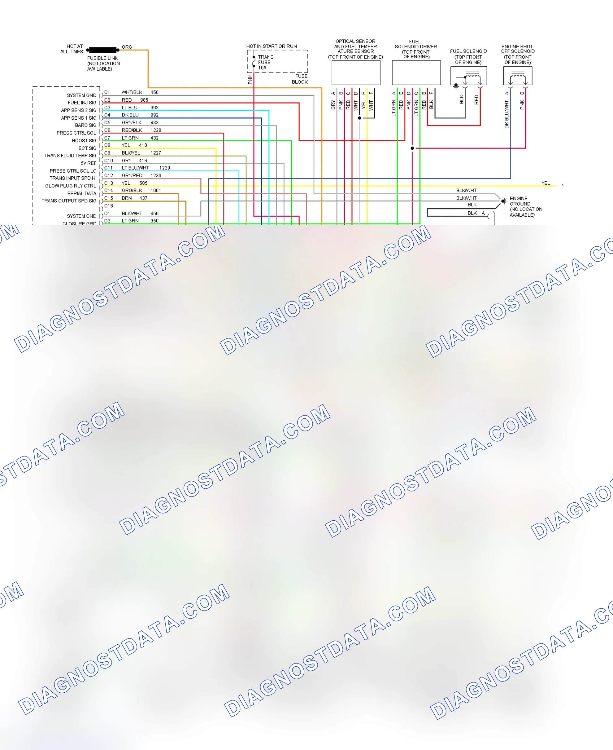 Scheme 392: Wiring Diagram For "P" Series Commercial Van - VIN F With 4L80-E (1 Of 2)