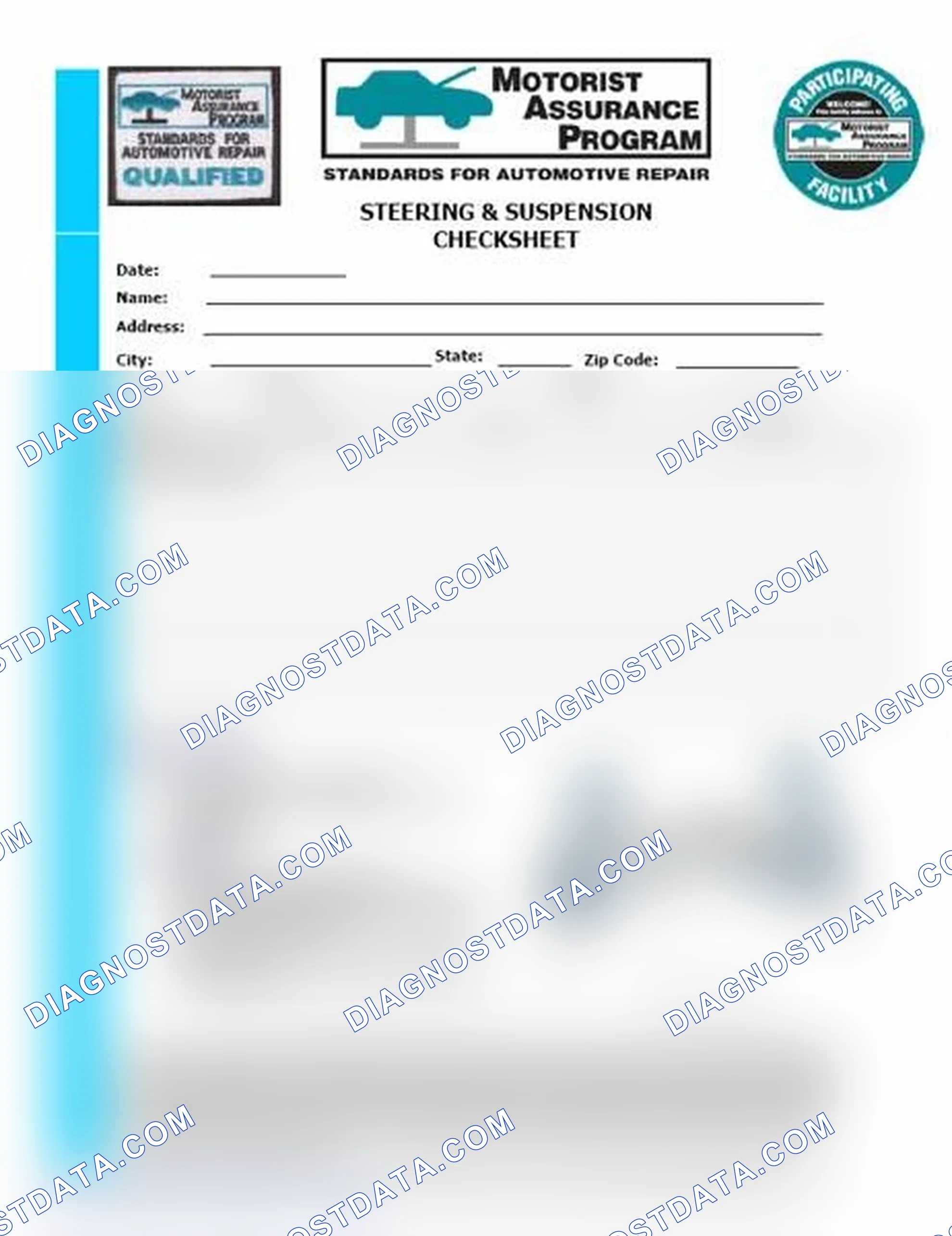 Scheme 11: Steering & Suspension Checksheet (1 Of 2)