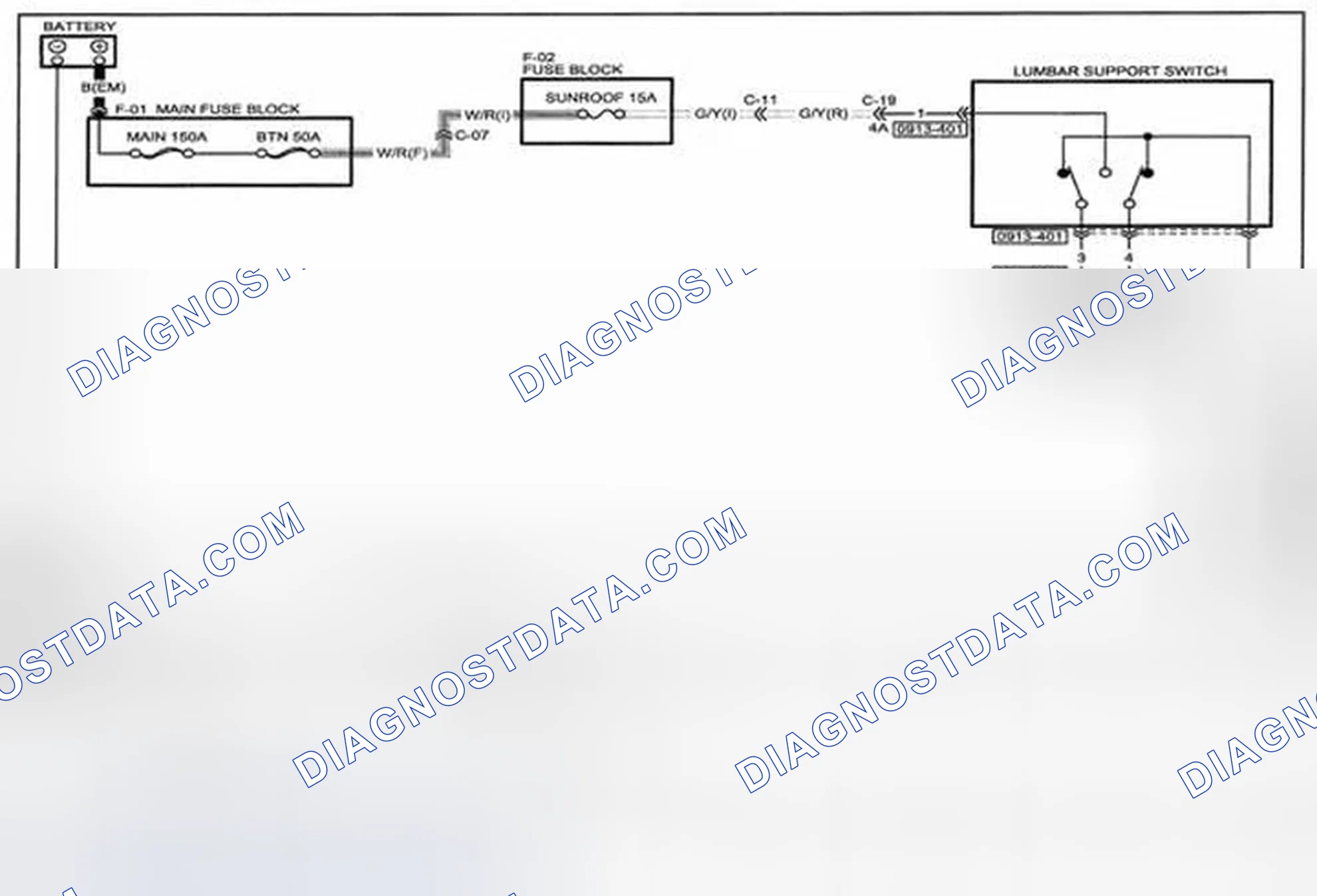 Scheme 208: Lumbar Support System Wiring Diagram - 0913-4 (1 Of 2)