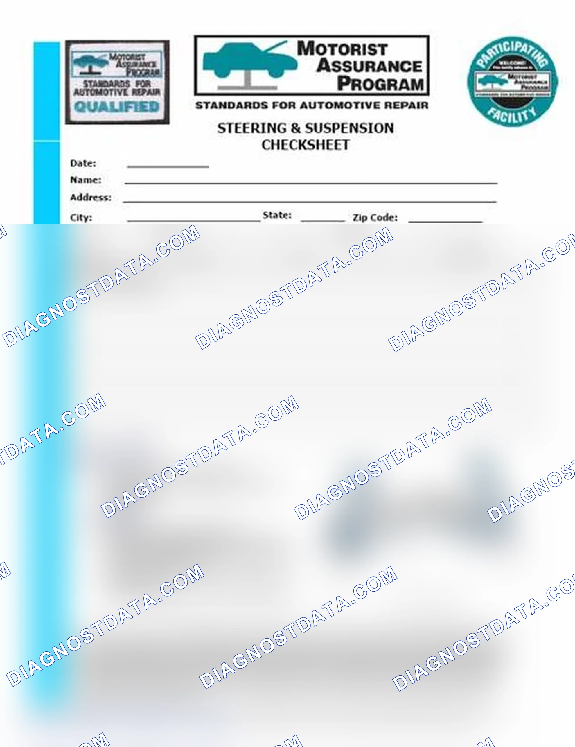 Scheme 11: Steering & Suspension Checksheet (1 Of 2)