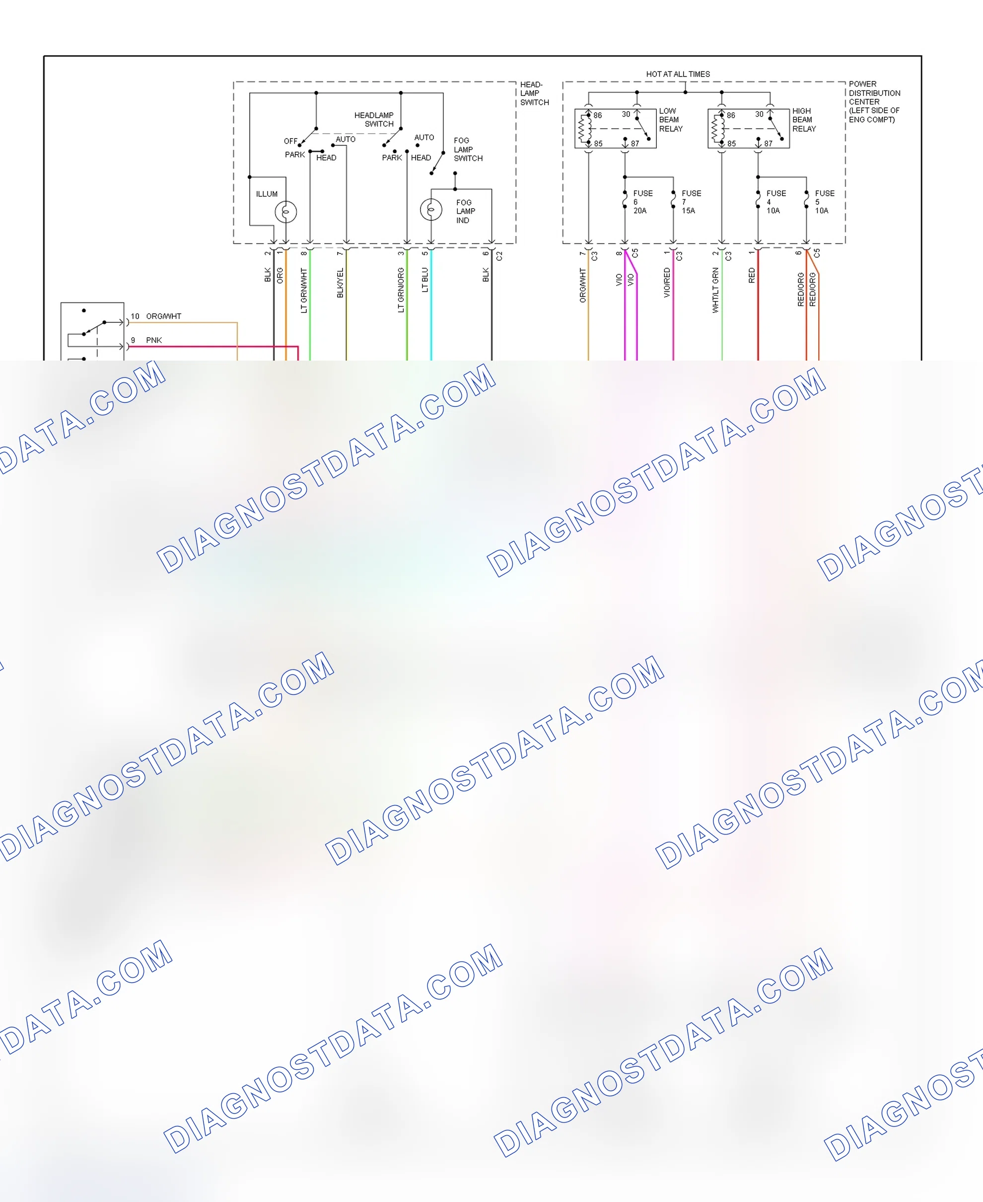 Scheme 12: Headlight System Wiring Diagram (Town & Country)