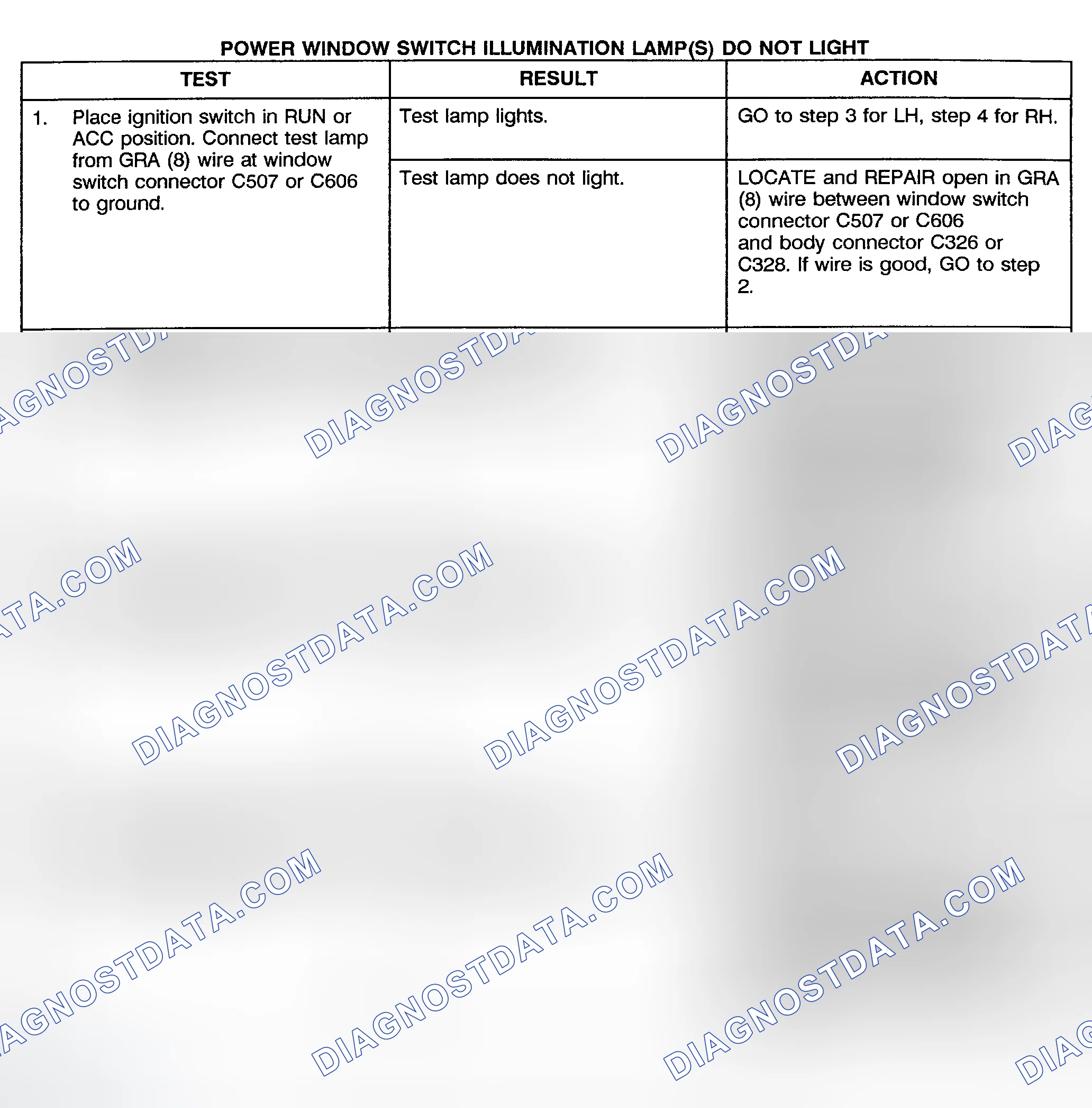 Scheme 7: TEST G: POWER WINDOW SWITCH ILLUMINATION LAMP(S) DO NOT LIGHT (CREW CAB, UTILITY & SUBURBAN)