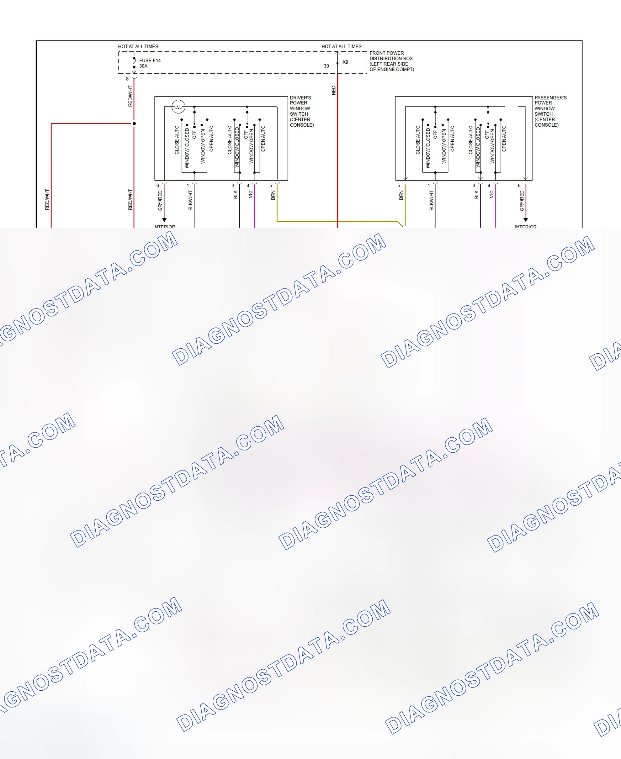 Scheme 4: Power Window Wiring Diagram (1992 2-Door Coupe)