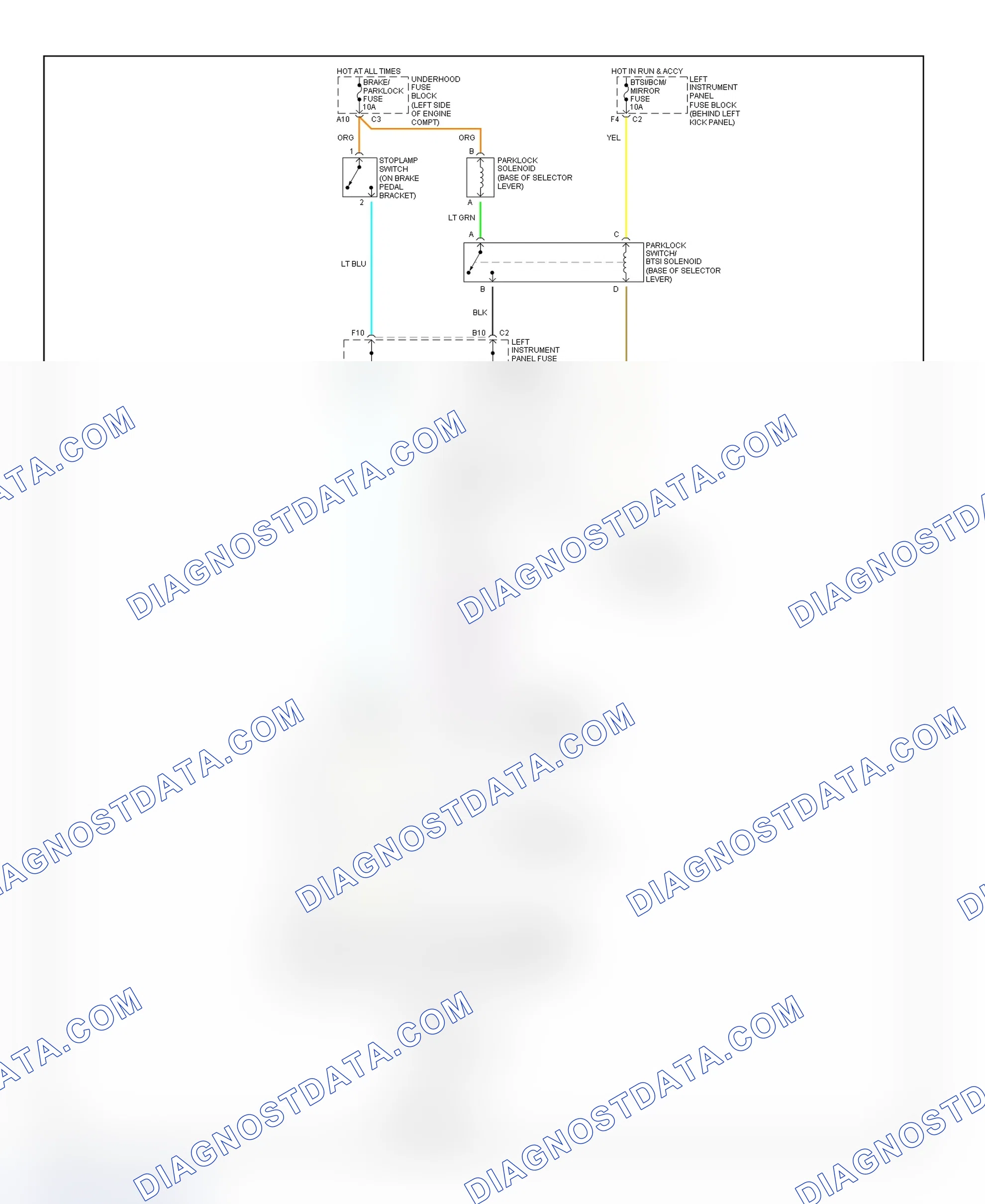 Fig. 49: Shift Interlock System Wiring Diagram (Saturn LS, LS1 & LW1)