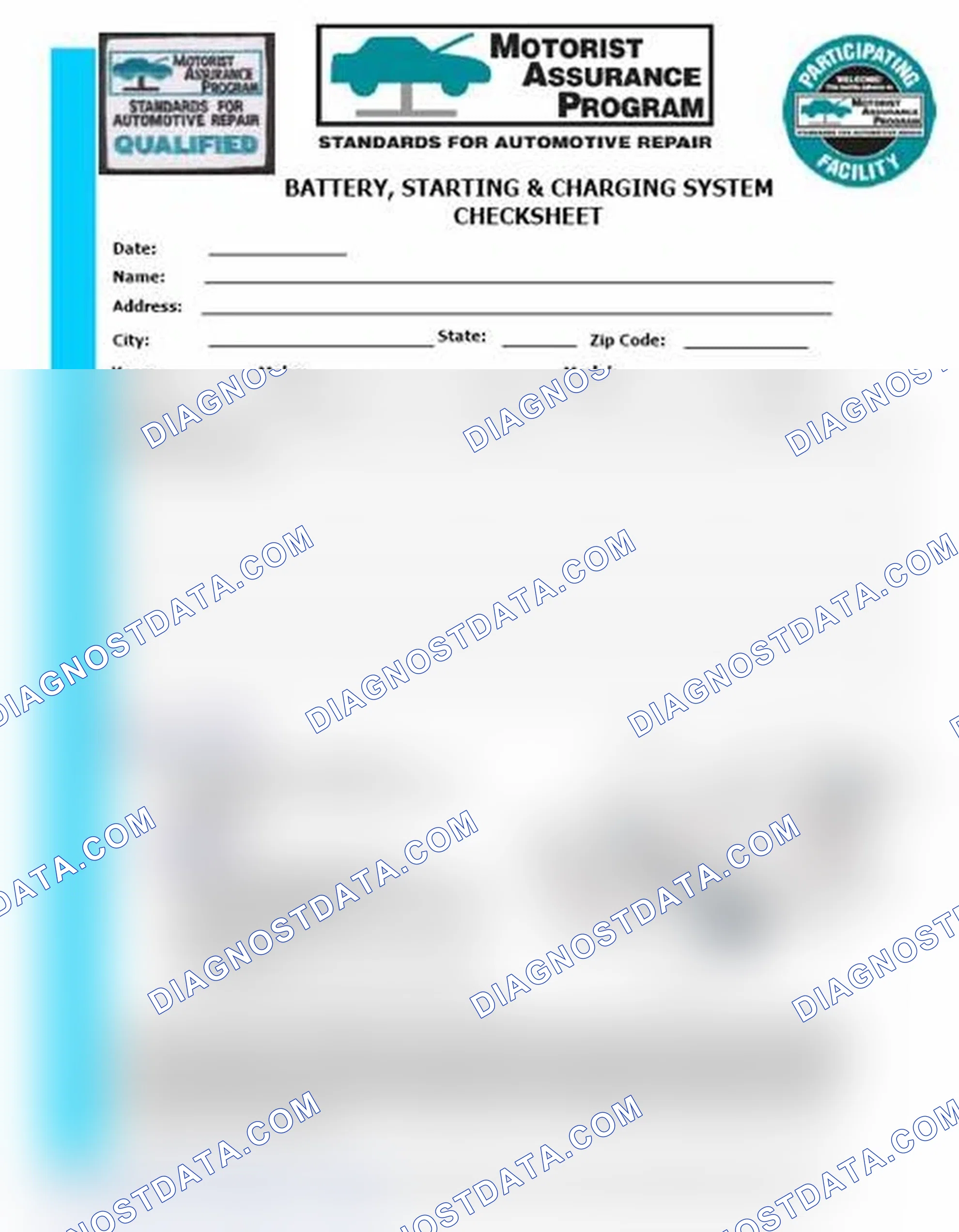 Scheme 3: Battery, Starting & Charging System Checksheet (1 Of 2)