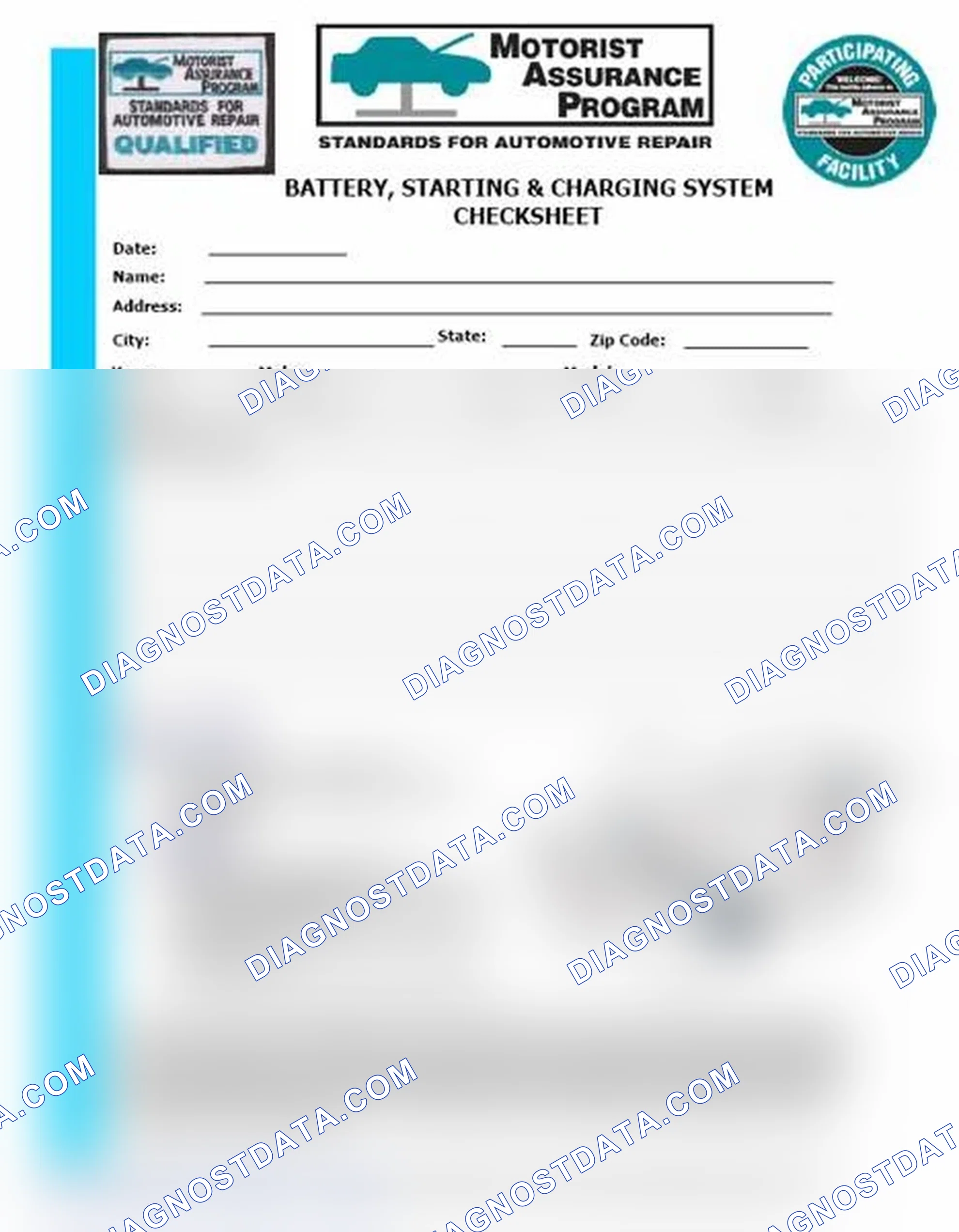 Scheme 3: Battery, Starting & Charging System Checksheet (1 Of 2)