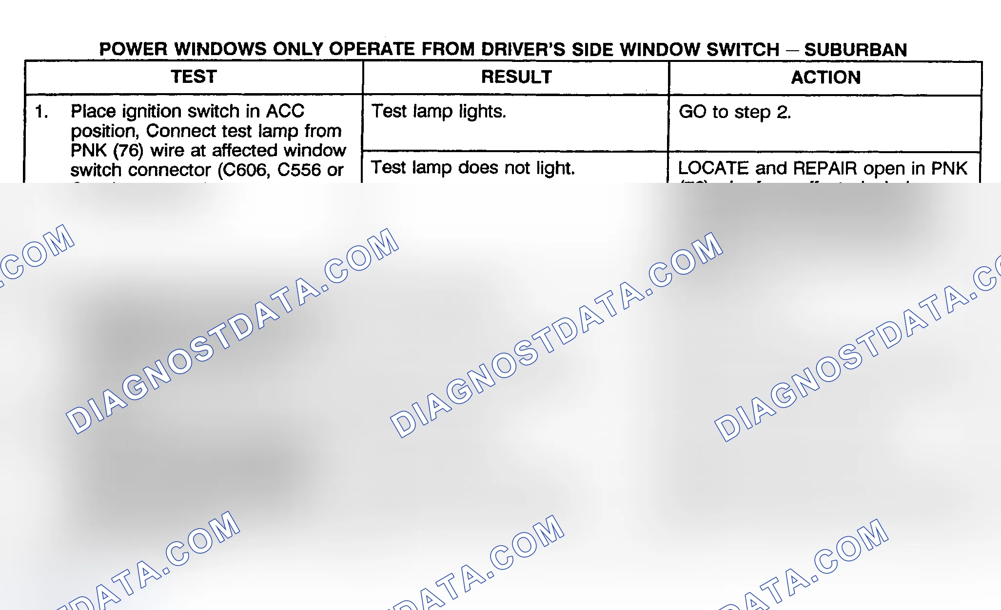 Scheme 8: TEST F: POWER WINDOWS ONLY OPERATE FROM DRIVER'S SIDE WINDOW SWITCH - SUBURBAN, CREW CAB & UTILITY