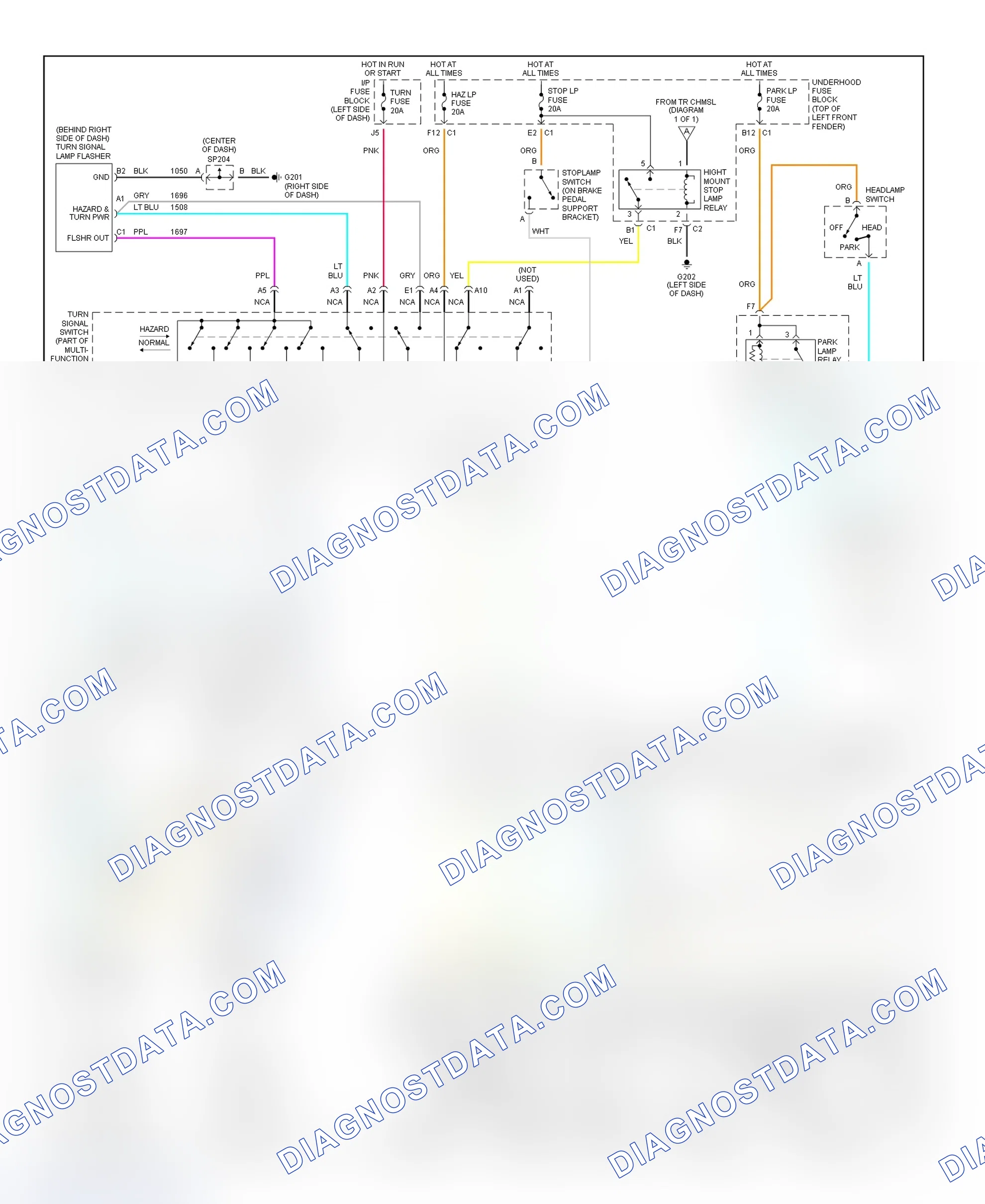 Scheme 43: Exterior Lights Wiring Diagram (Sonoma & S10)
