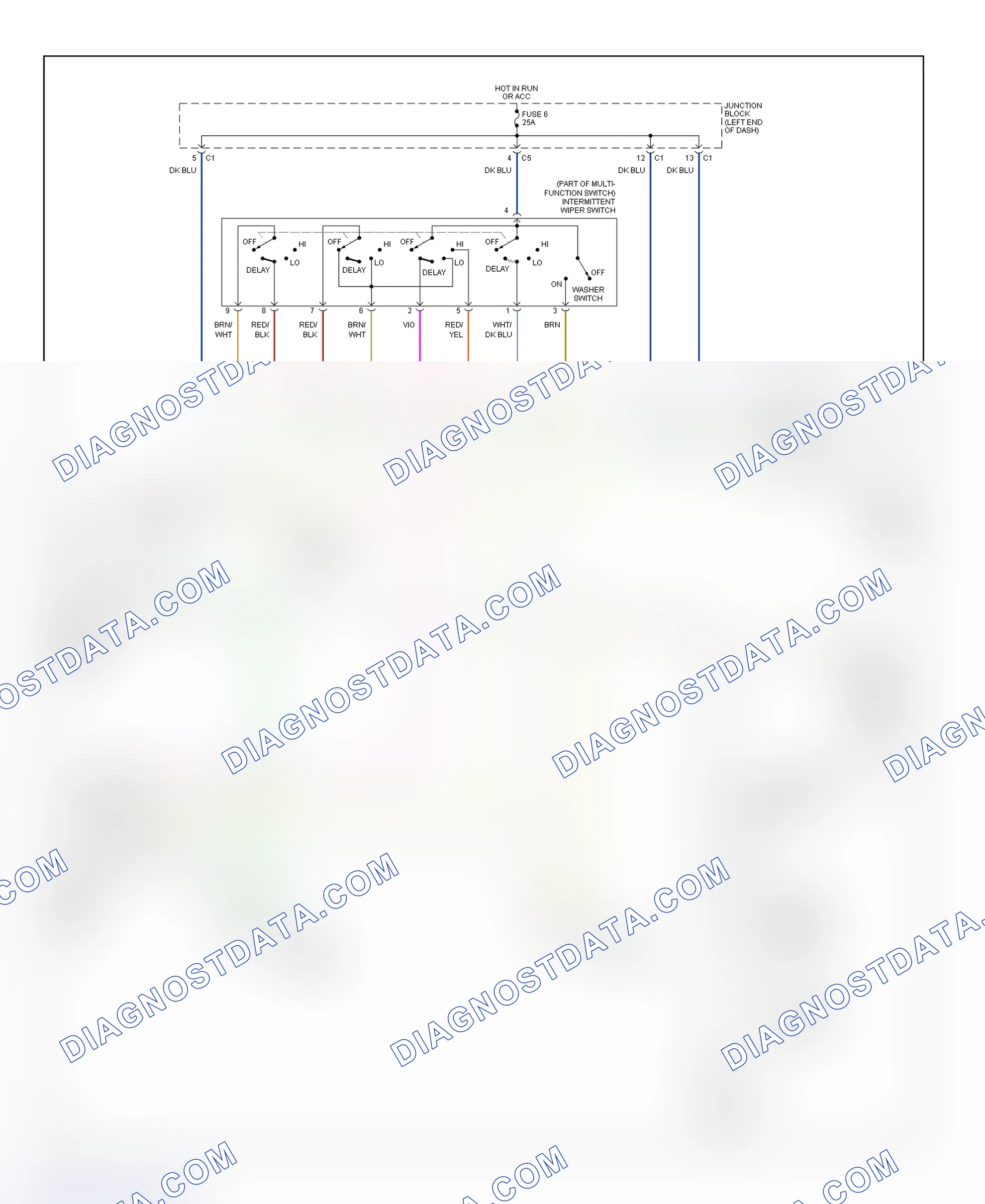 Scheme 1: Wiper/Washer System Wiring Diagram (Ram Pickup)