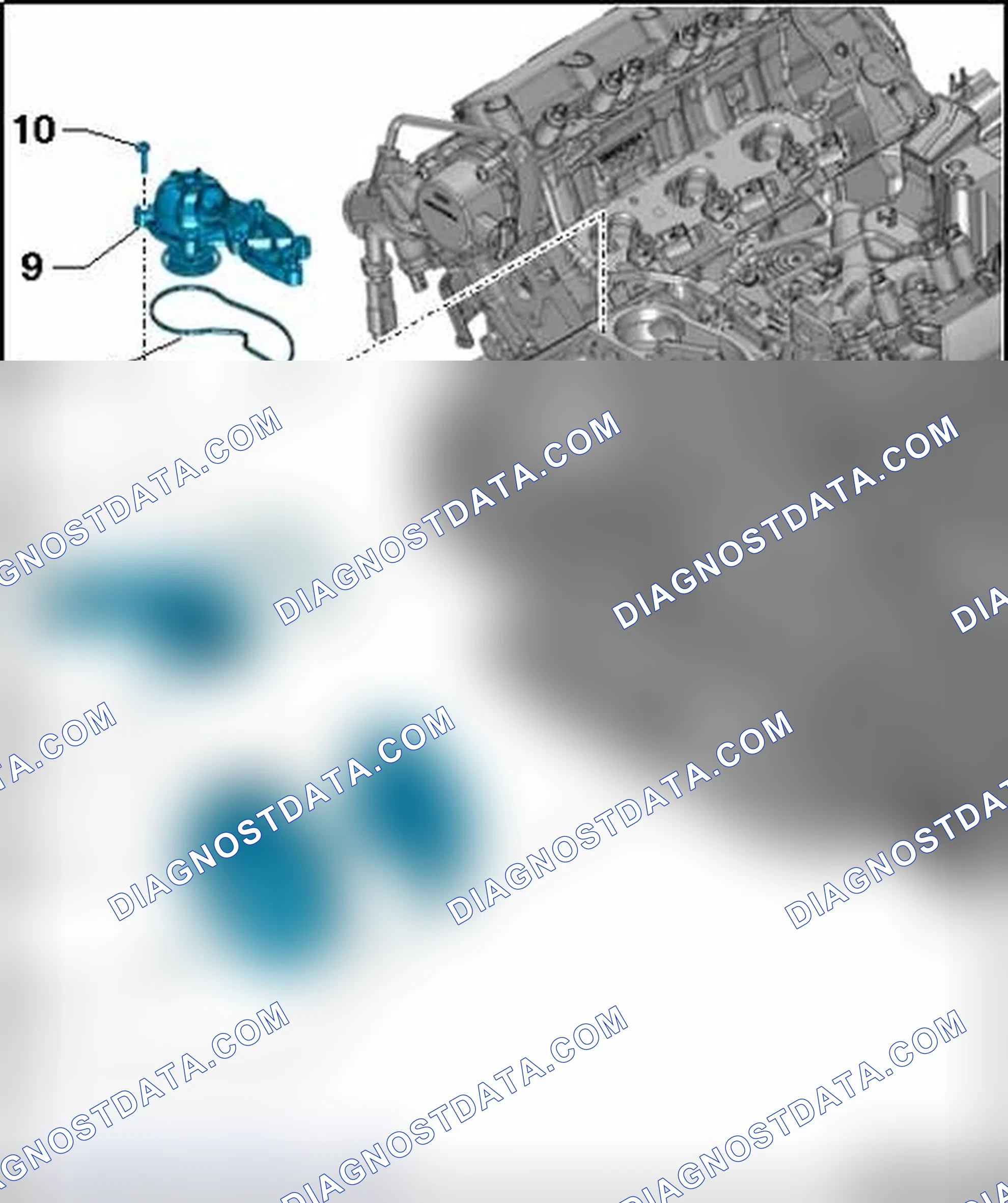 Scheme 288: Thermostat, Coolant Pump, Connecting Pieces, Component Overview