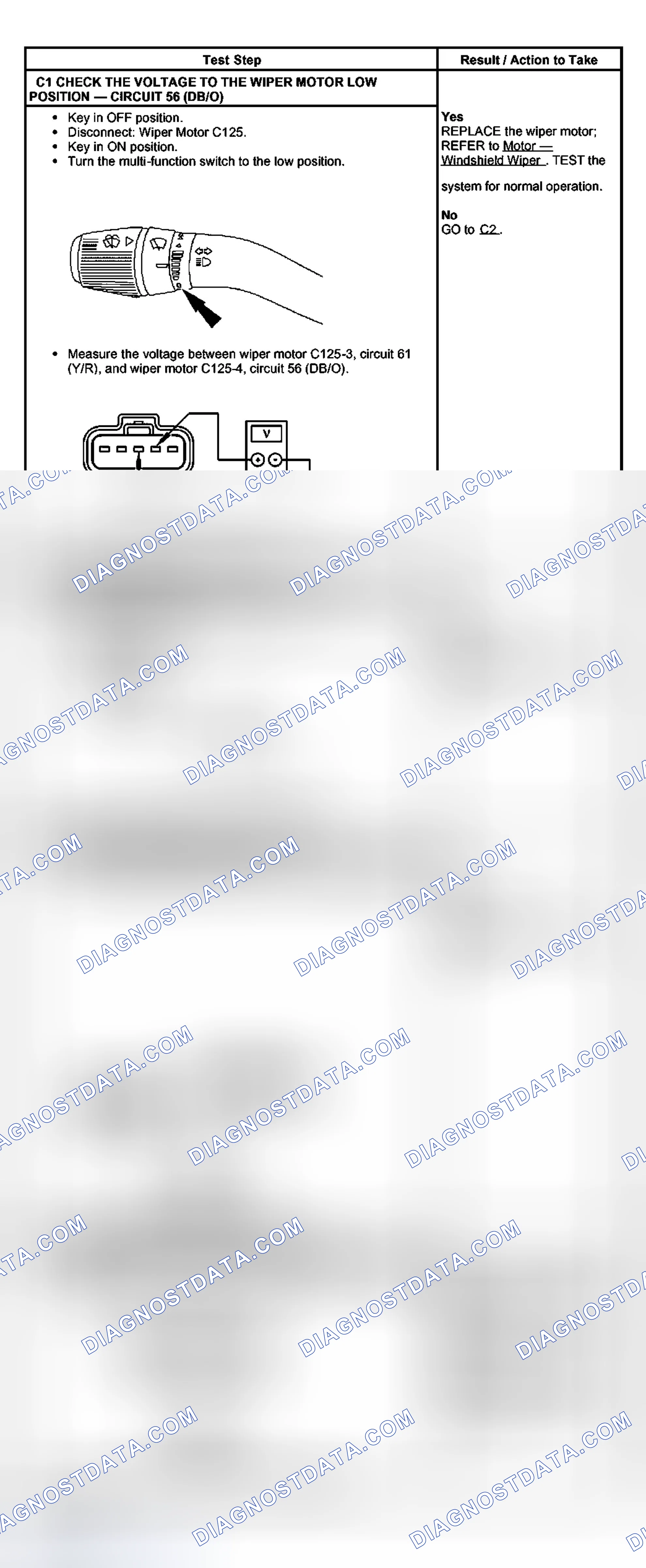 Scheme 23: PINPOINT TEST C: THE LOW WIPER SPEED DOES NOT OPERATE PROPERLY