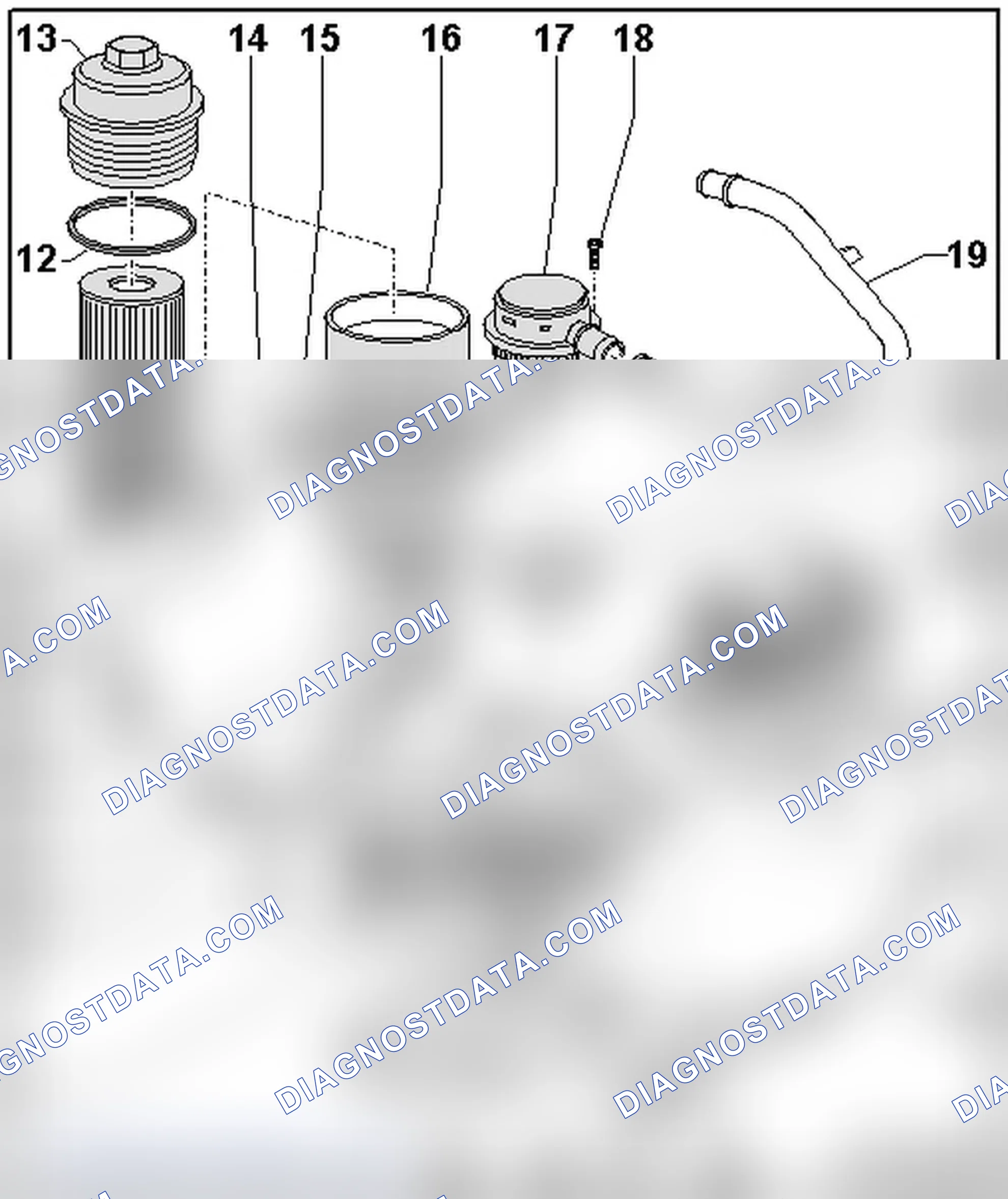 Scheme 43: OIL COOLER, PRESSURE REGULATOR VALVE AND OIL FILTER HOUSING OVERVIEW