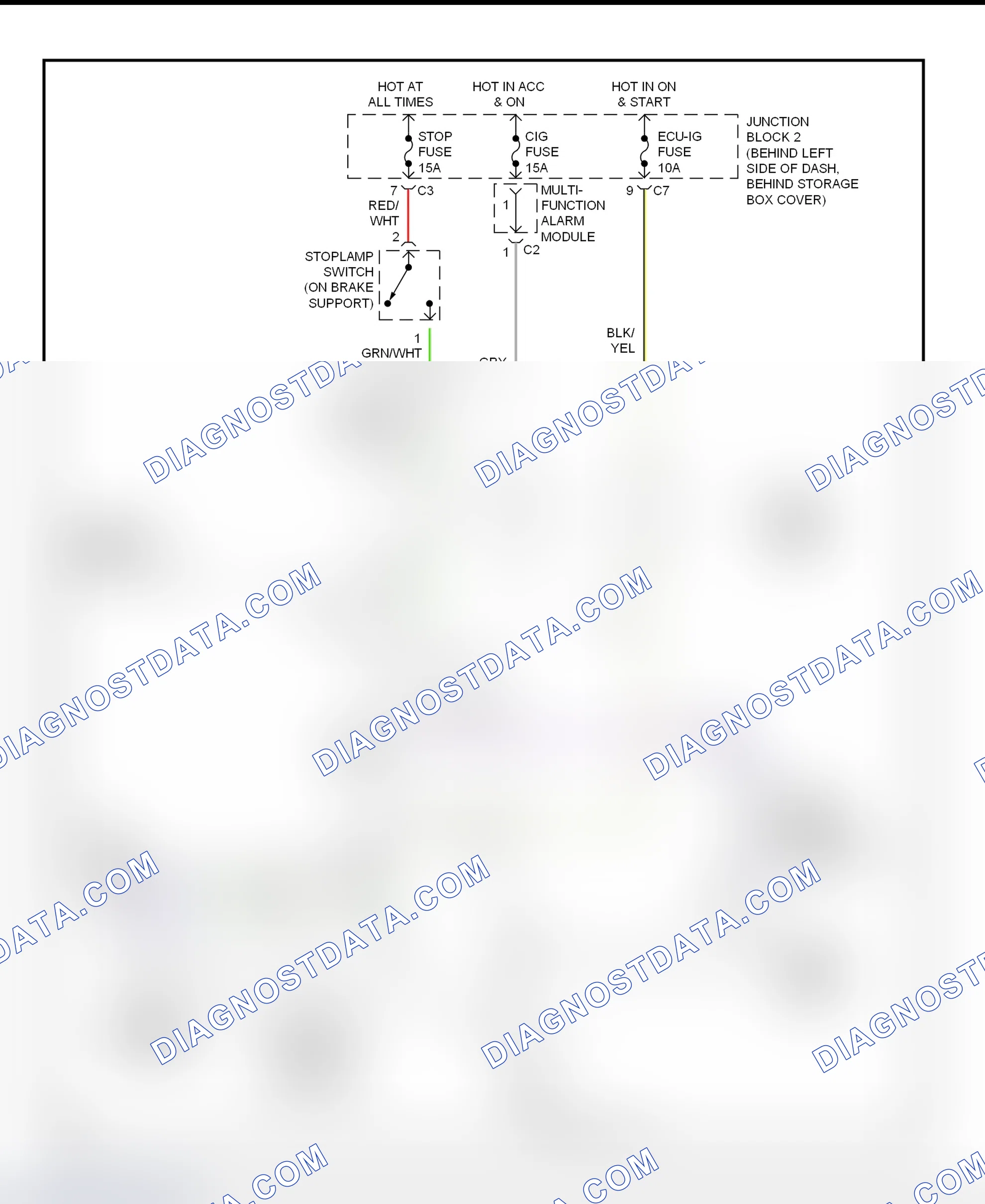 Fig. 48: Shift Interlock System Wiring Diagram (Prizm)