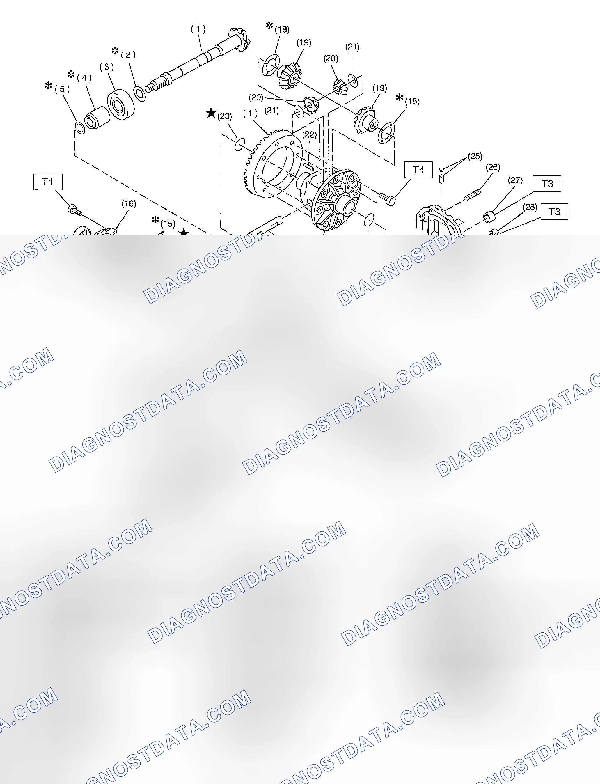 Scheme 135: REAR DIFFERENTIAL FOR T-TYPE WITHOUT LSD