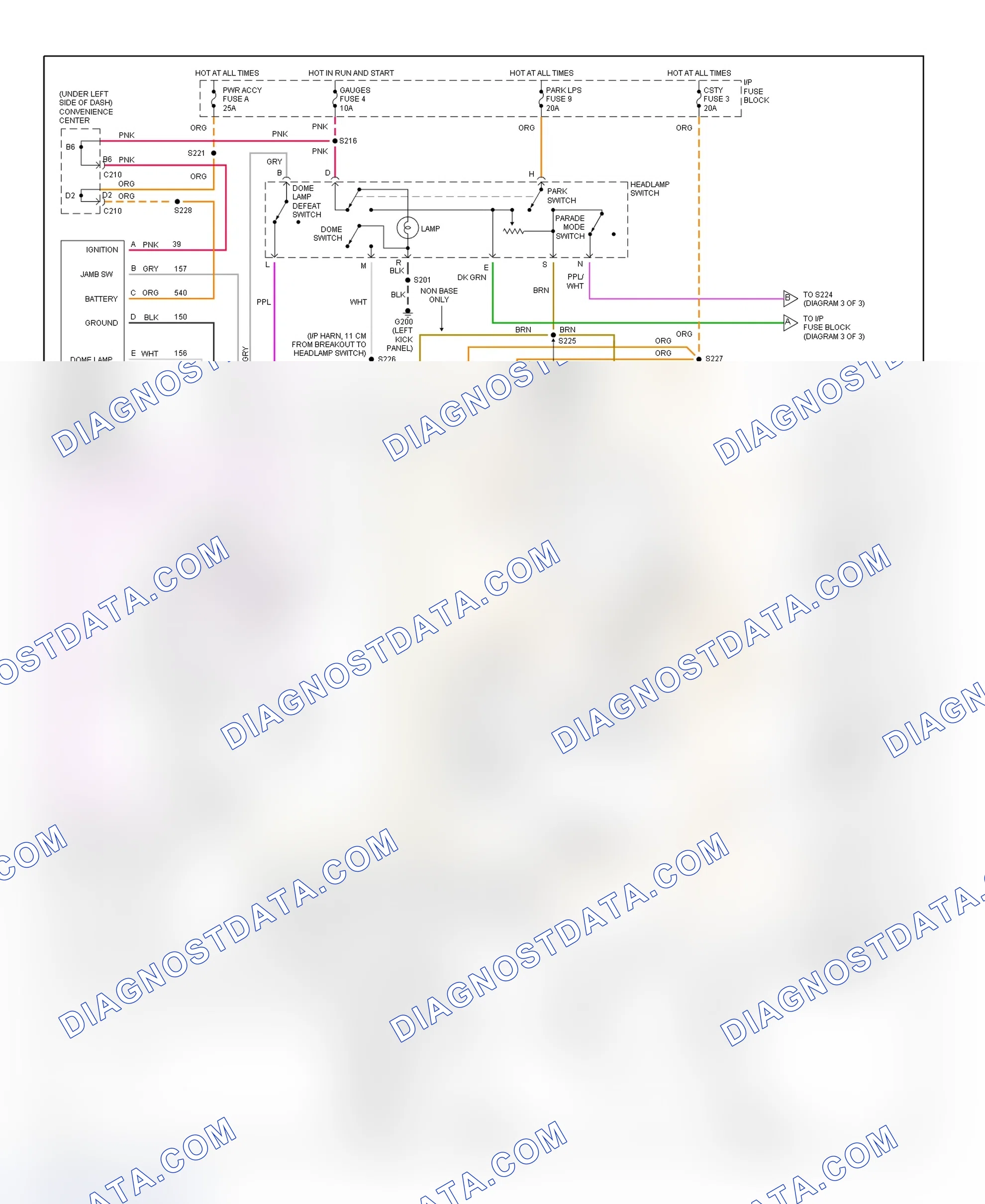 Scheme 36: Illumination/Interior Lights Wiring Diagram (Express & Savana - 1 Of 3)