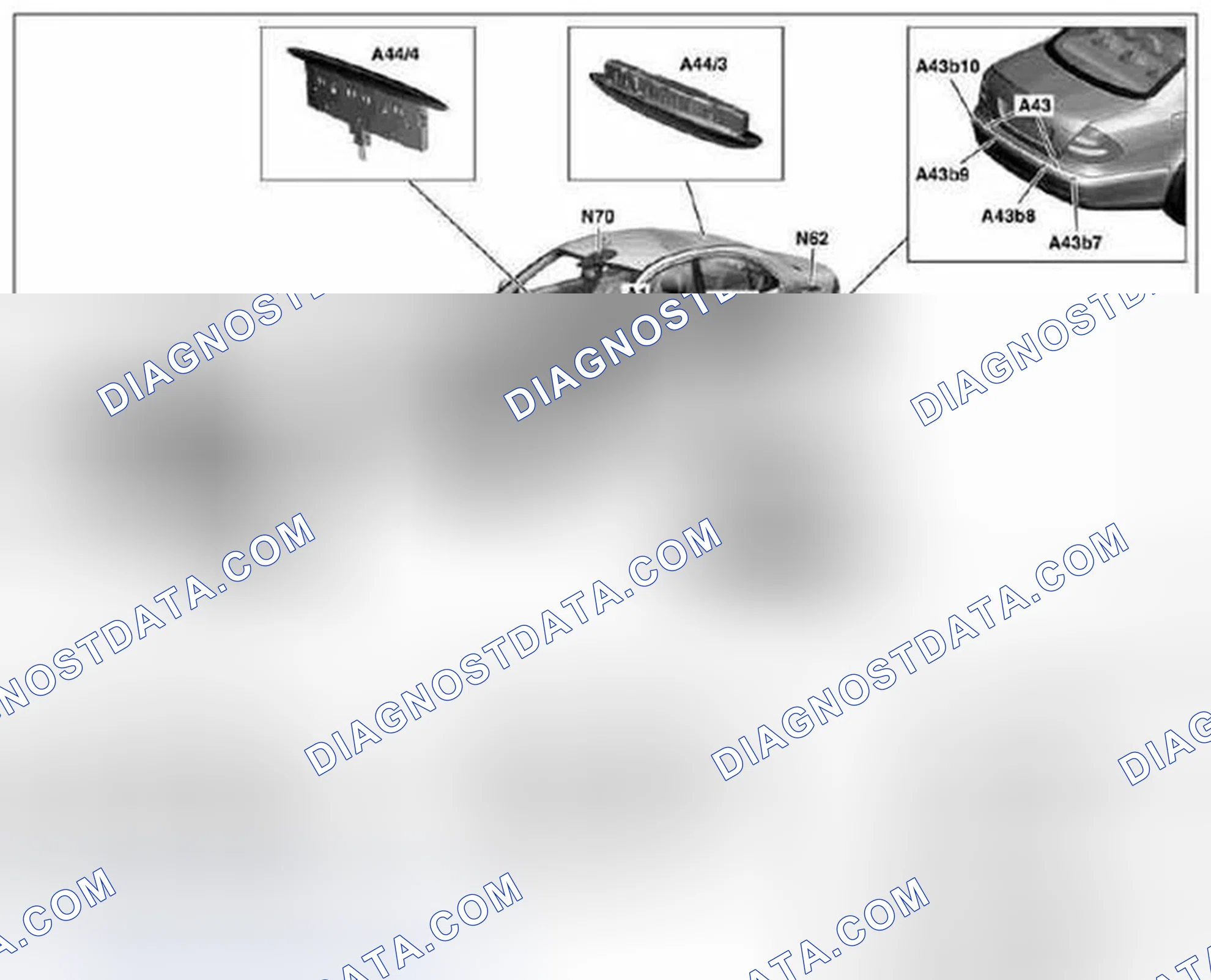 Scheme 50: Parktronic system (PTS), location of components - GF54.65-P-0001-02T