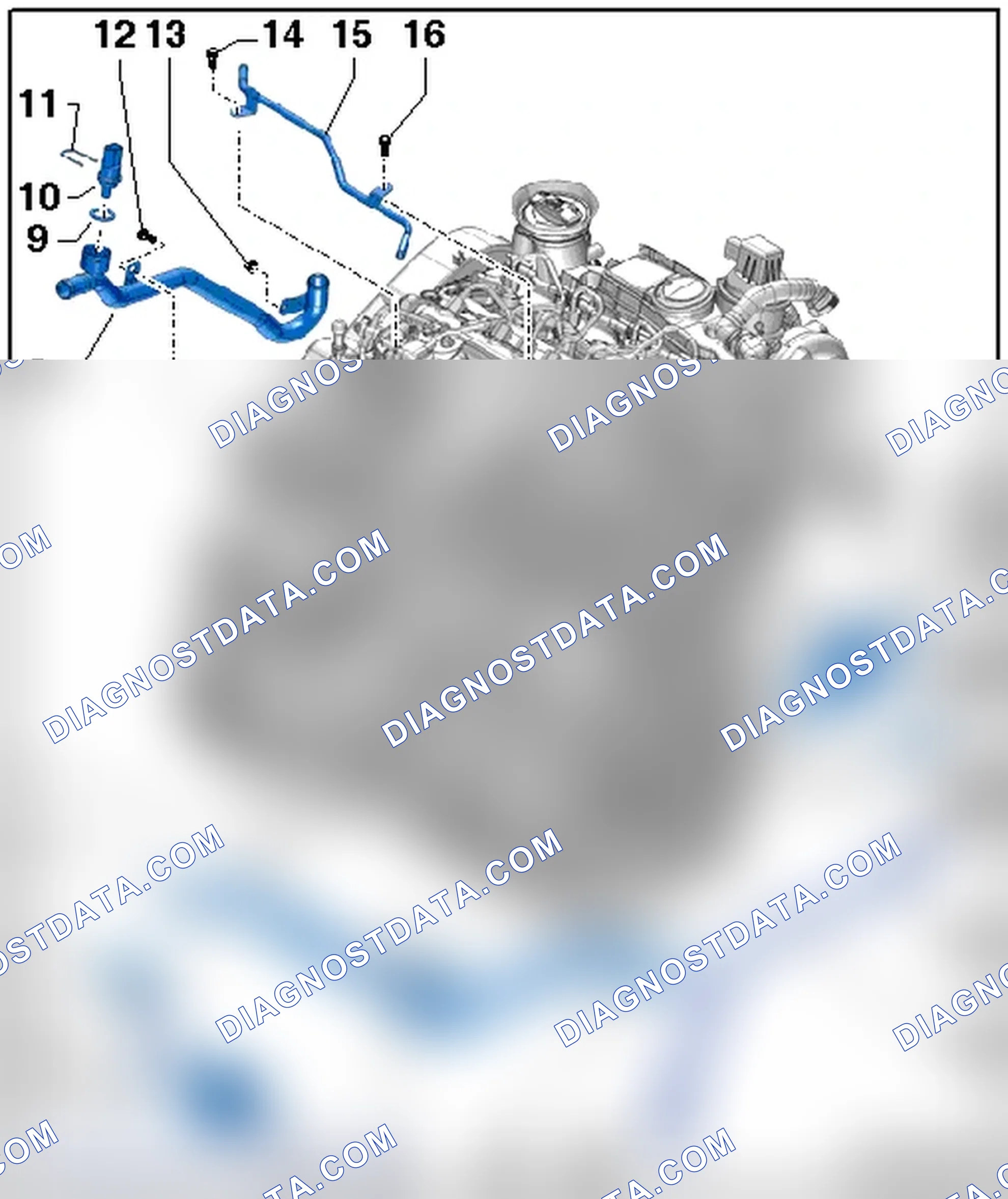 Scheme 70: COOLANT PIPES, COOLANT TEMPERATURE SENSORS AND COOLANT PUMP ASSEMBLY OVERVIEW