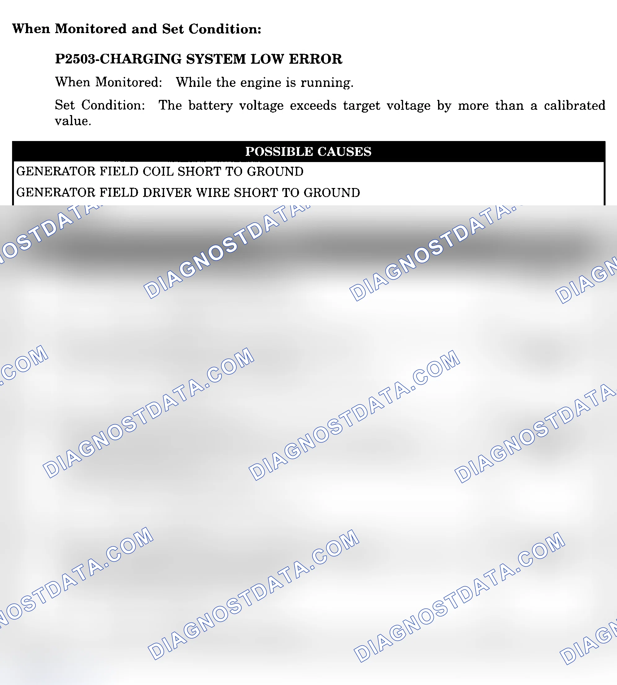 Scheme 989: DTC P2503: CHARGING SYSTEM LOW ERROR