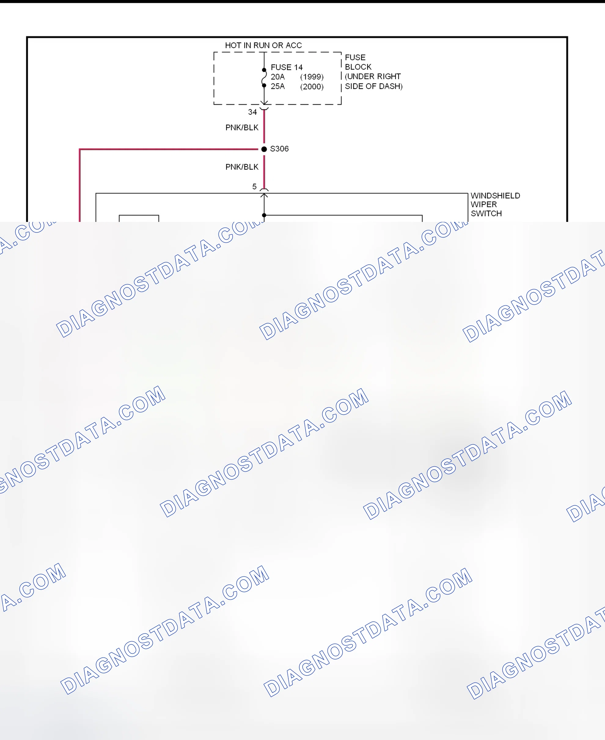 Scheme 3: Front Wiper/Washer System Wiring Diagram (Wrangler - 2-Speed Wipers - 1999)