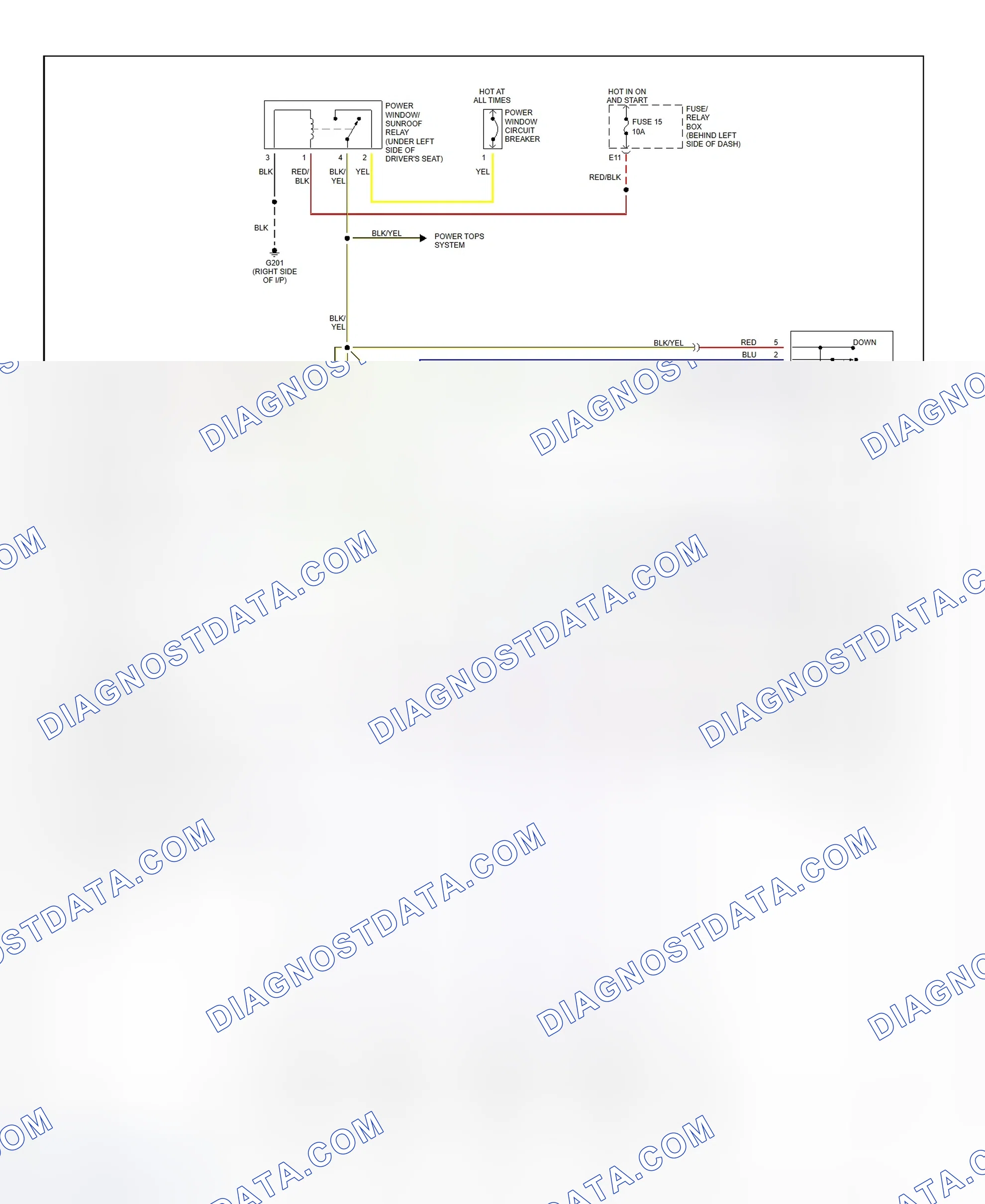 Scheme 2: Power Window System Wiring Diagram (1995-96)