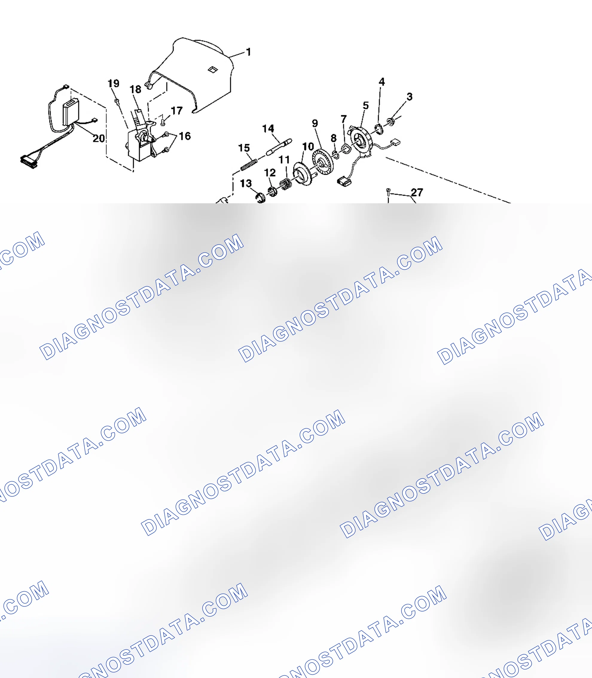 Scheme 3: Steering Column Disassembled View (Floor Shift Lean Shaft)